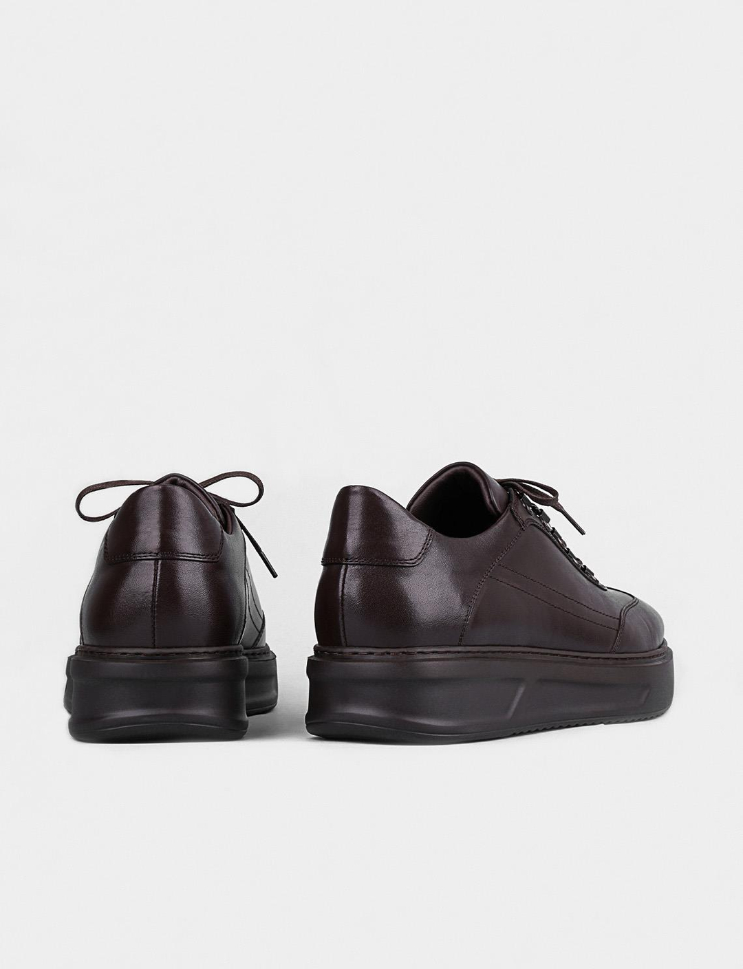 Mevsimlik Hakiki Deri Kahverengi Bağcıklı Erkek Spor Ayakkabı