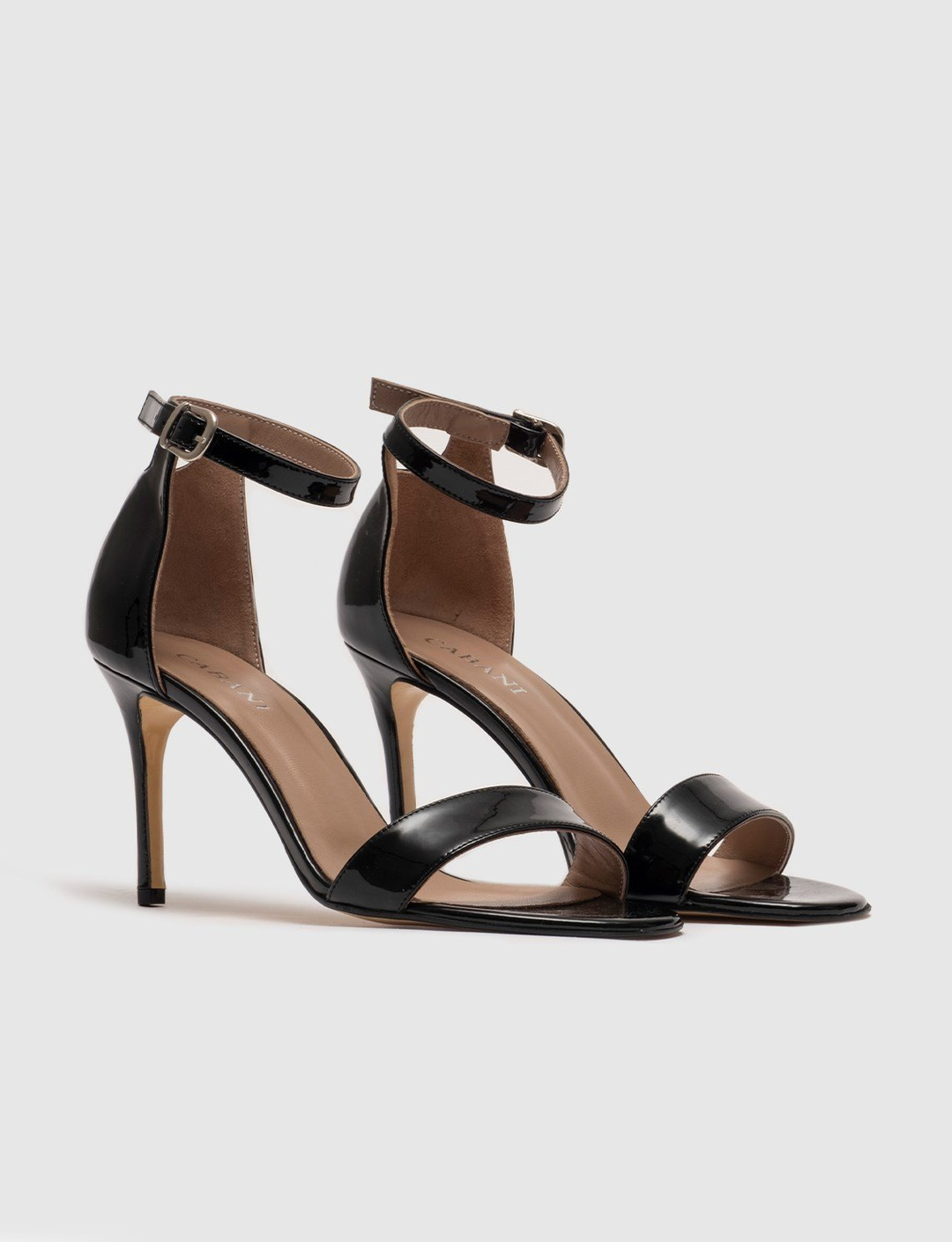 Women Black Genuine Leather Ankle Strap Pumps