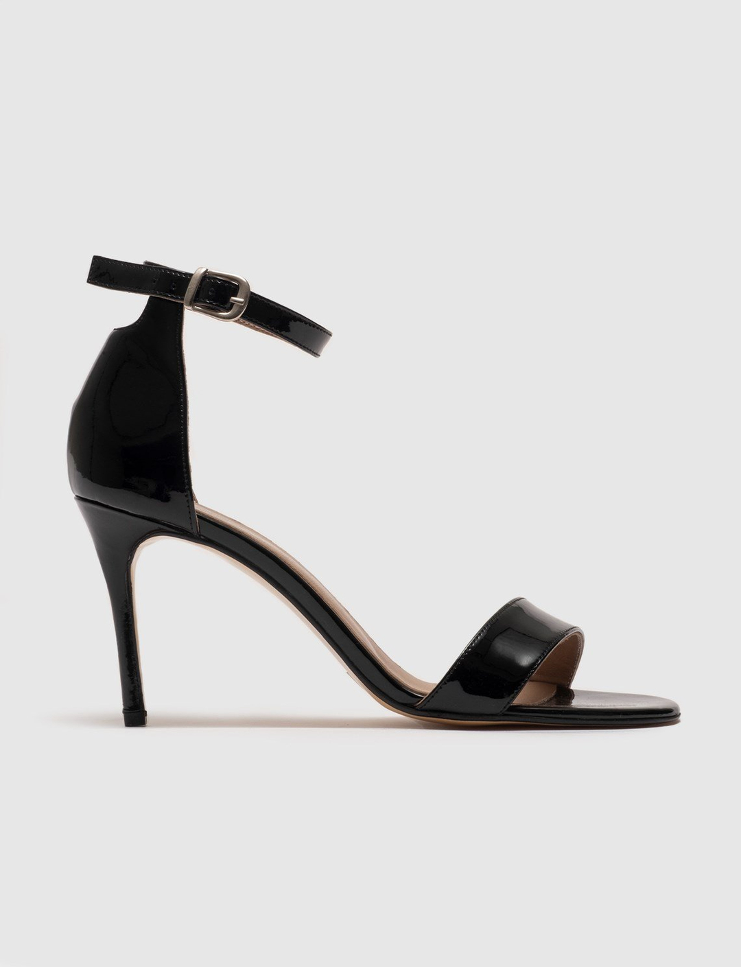 Women Black Genuine Leather Ankle Strap Pumps