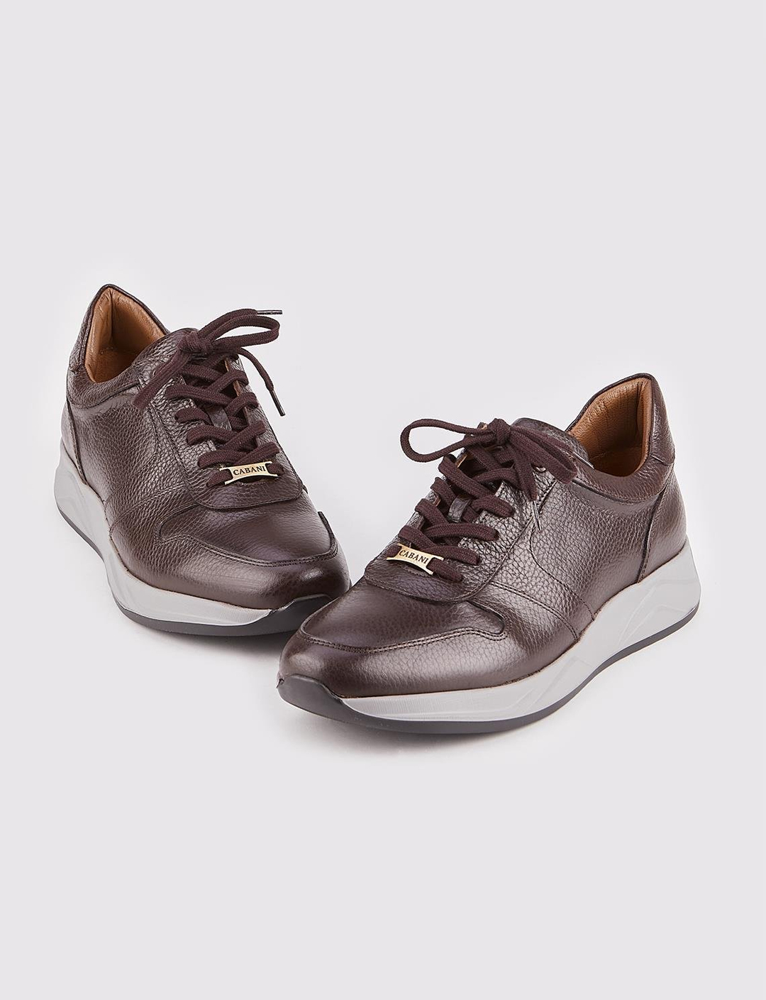 Özel Tasarımlı Hakiki Deri Kahverengi Bağcıklı Erkek Spor Ayakkabı