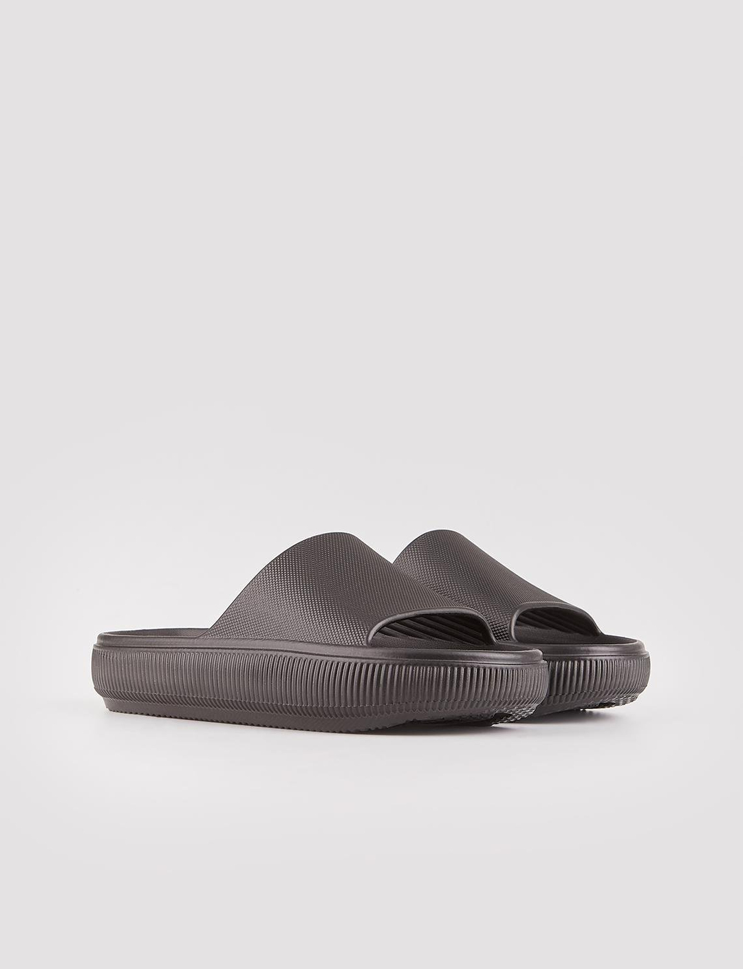 Women Black Single Band Slides