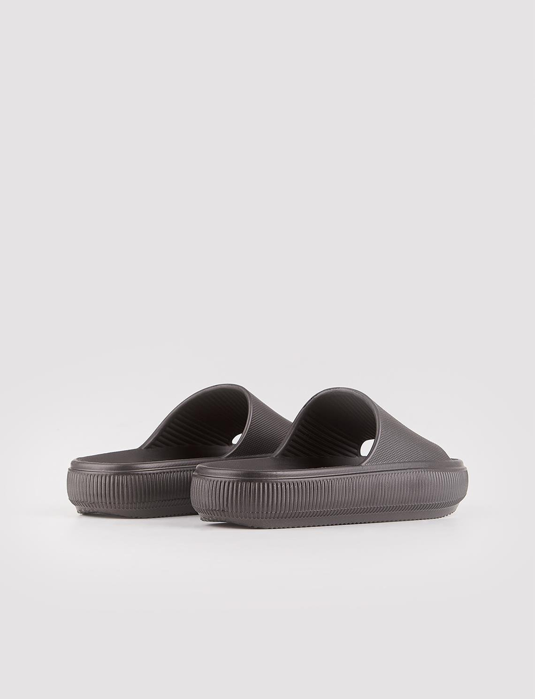 Women Black Single Band Slides