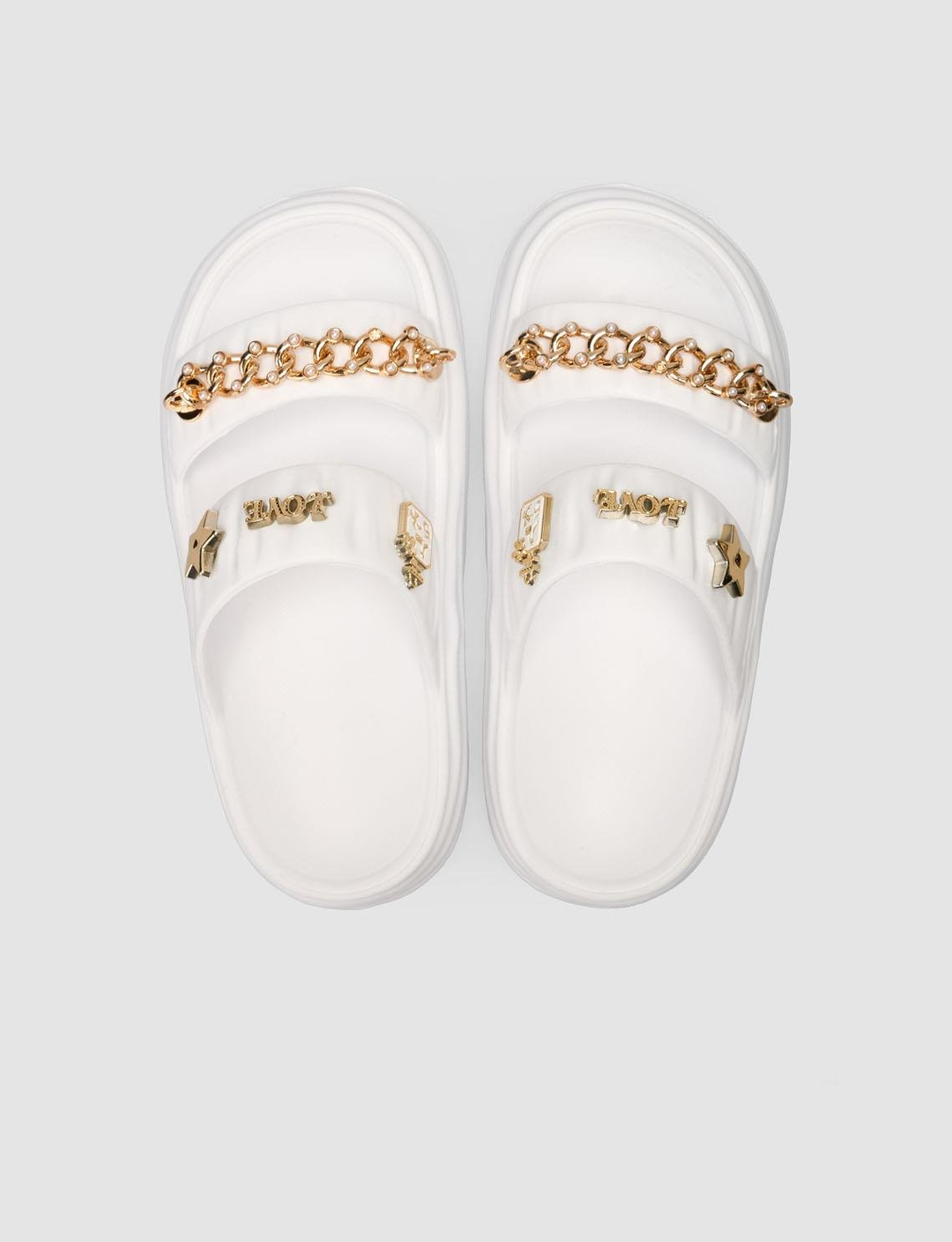 PU Beyaz Kadın Terlik