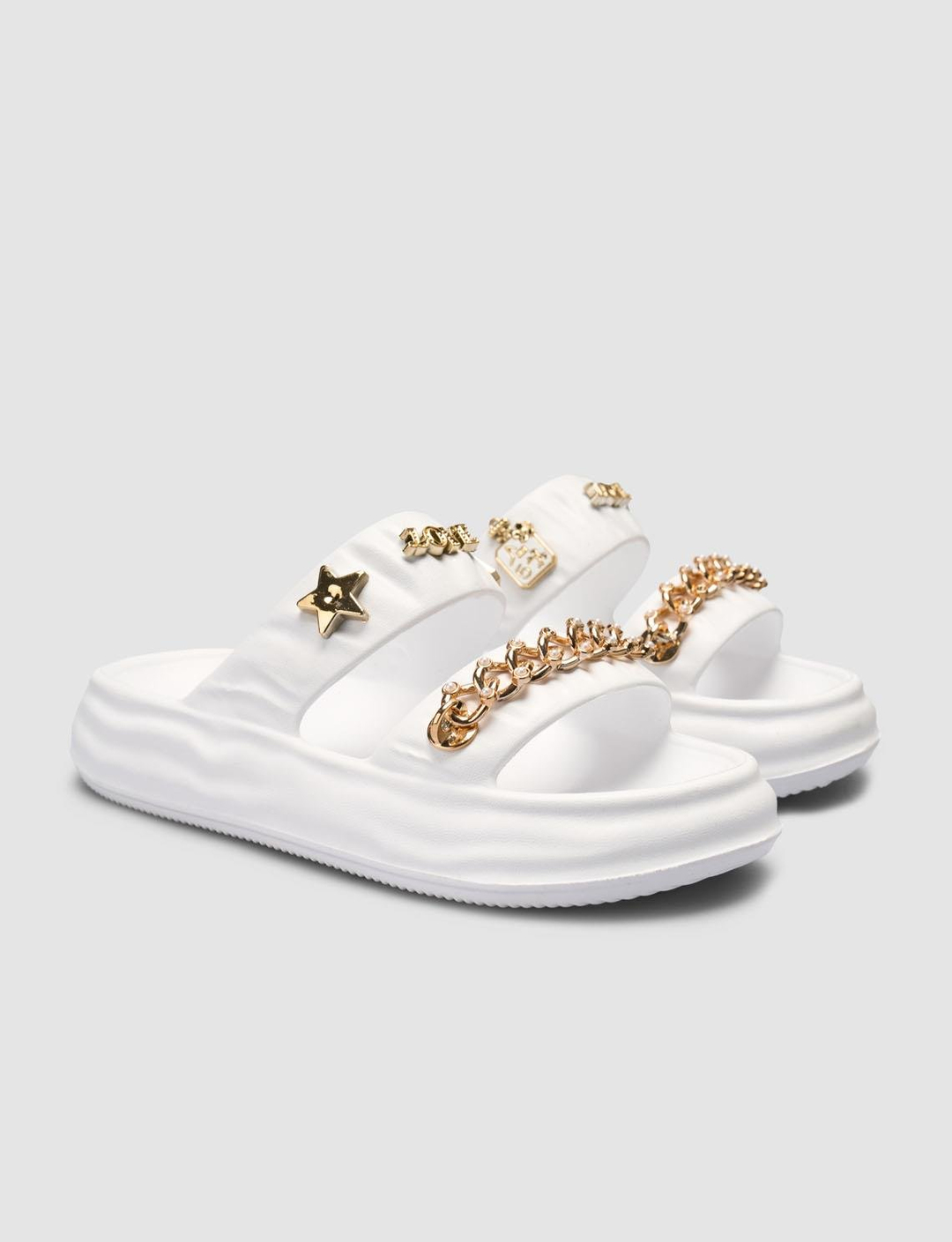 PU Beyaz Kadın Terlik