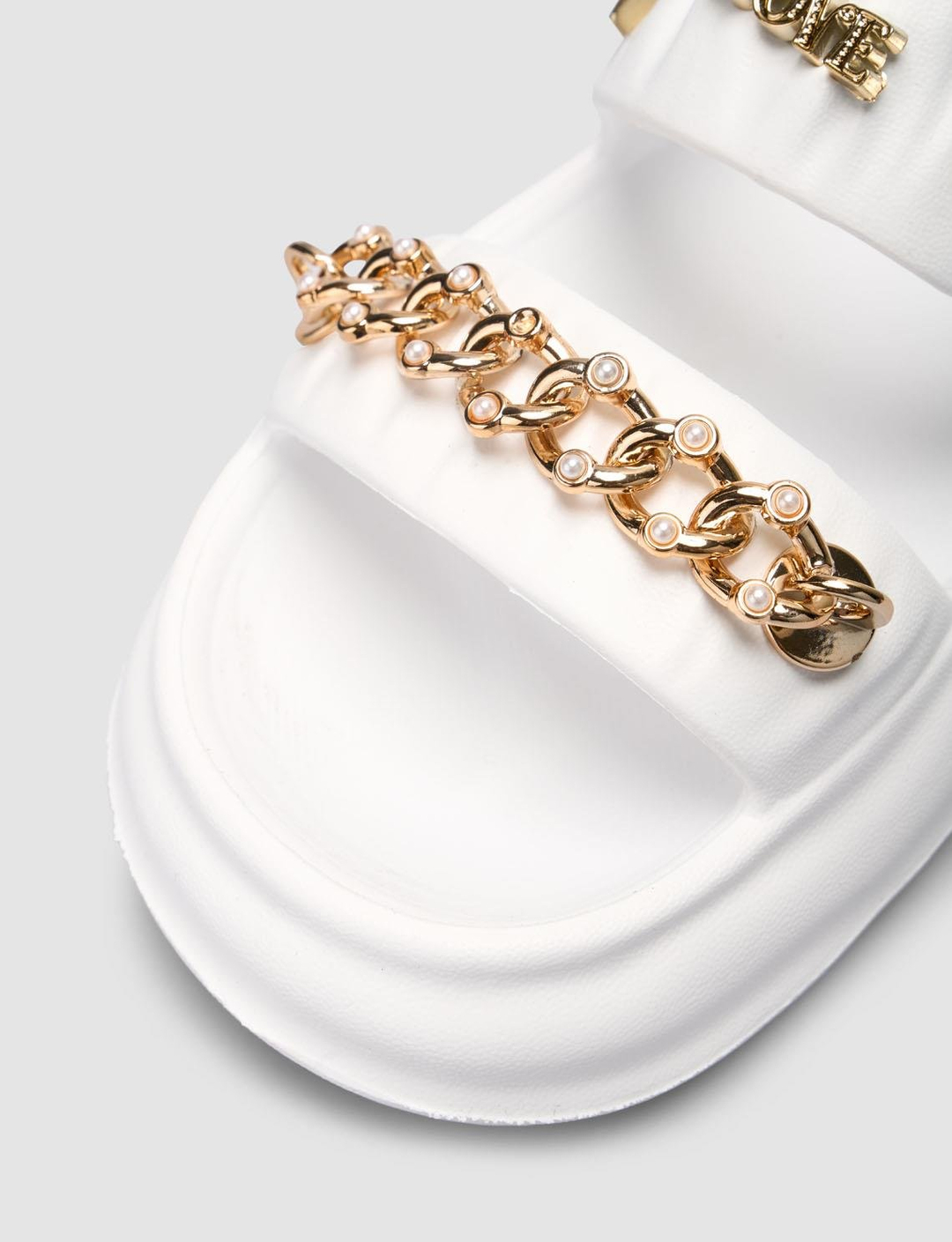 PU Beyaz Kadın Terlik