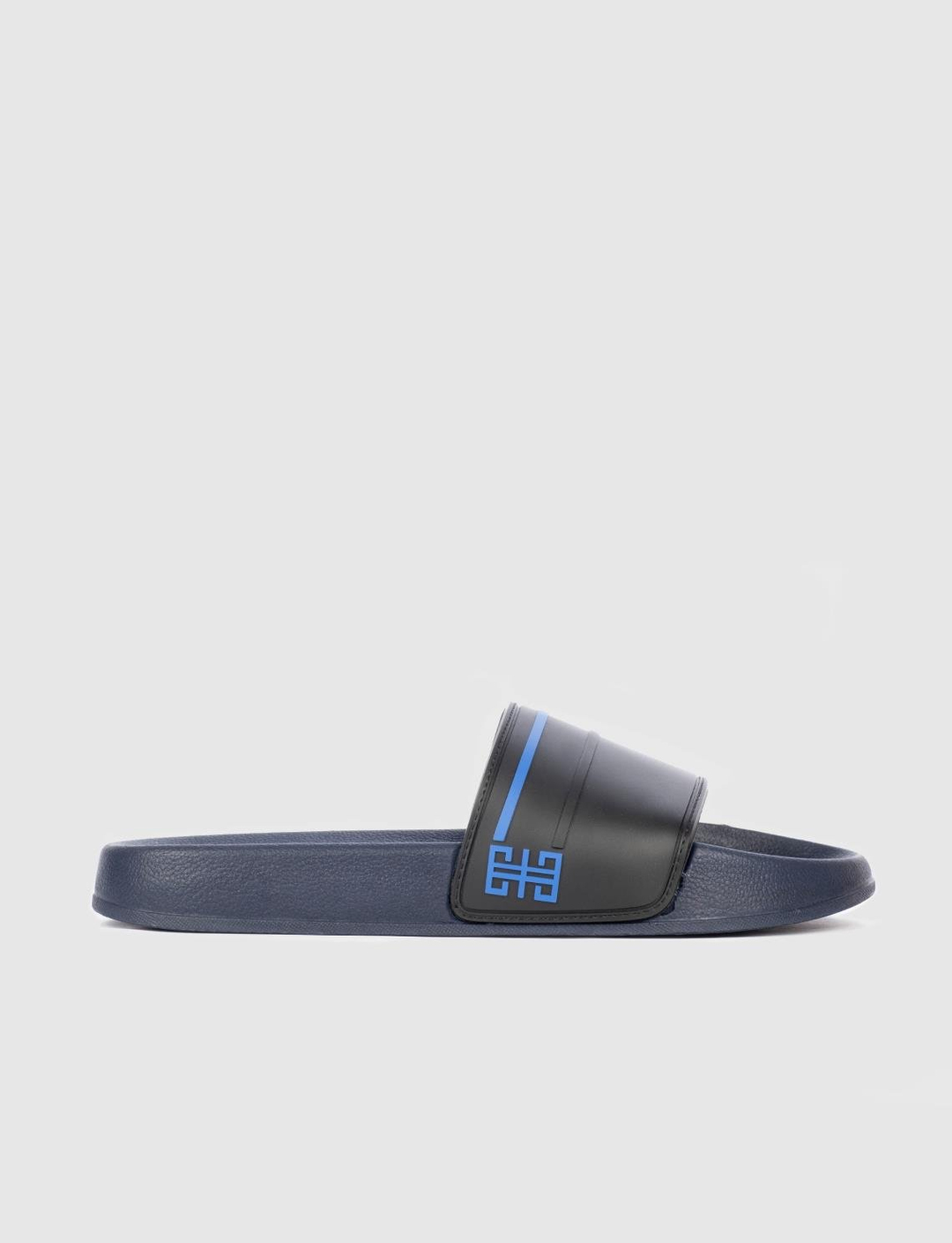 Men Black-Navy Blue Slides