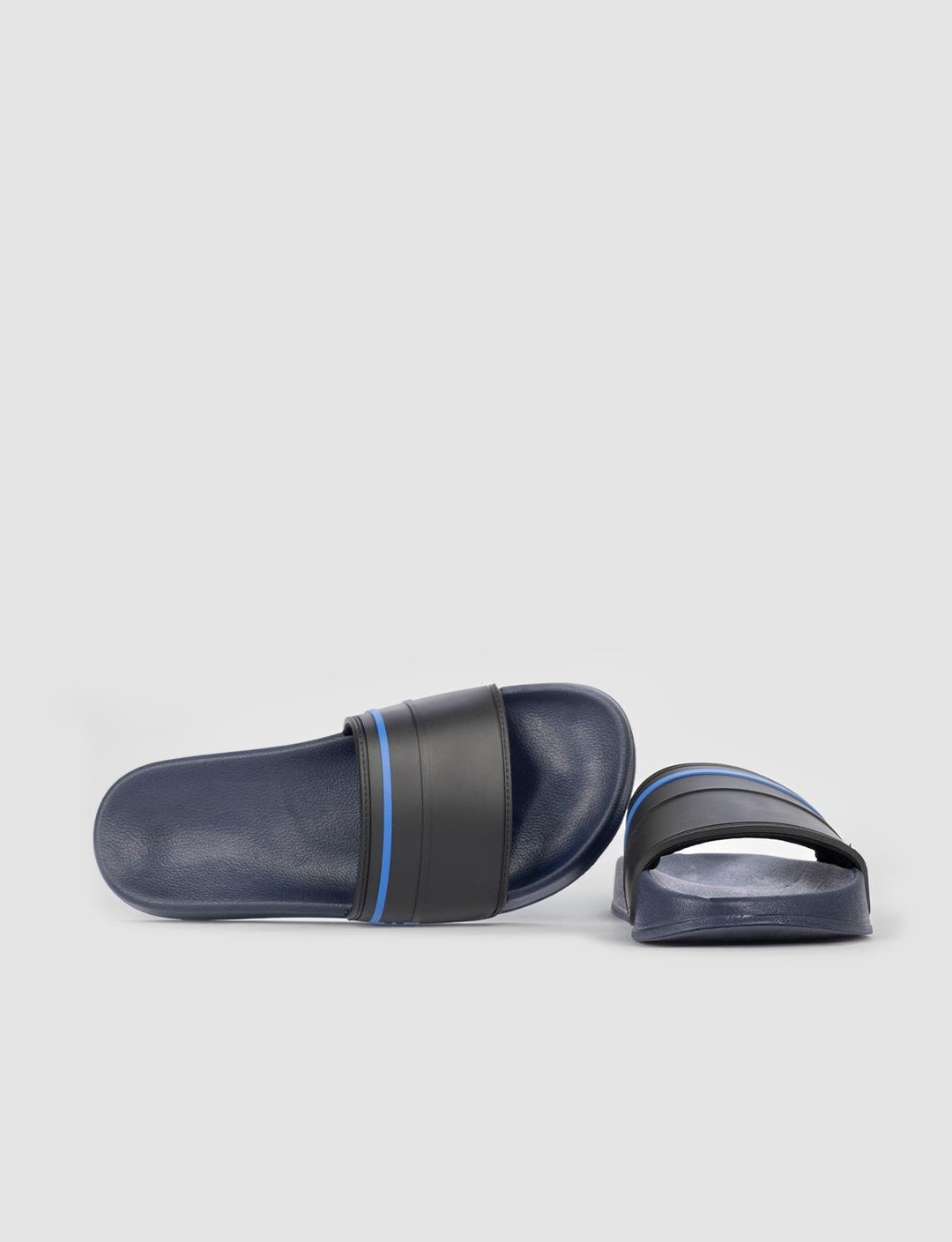 Men Black-Navy Blue Slides