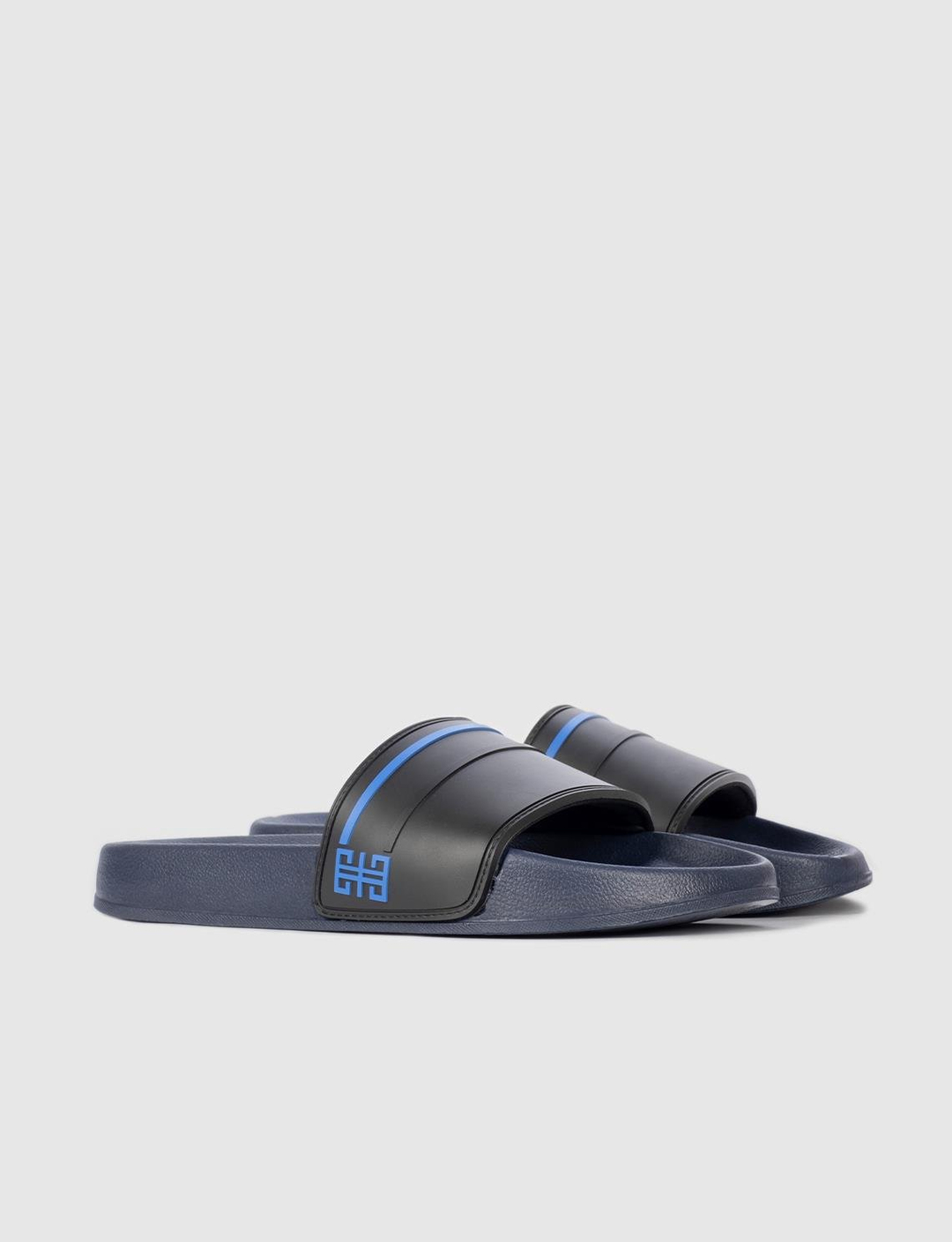 Men Black-Navy Blue Slides
