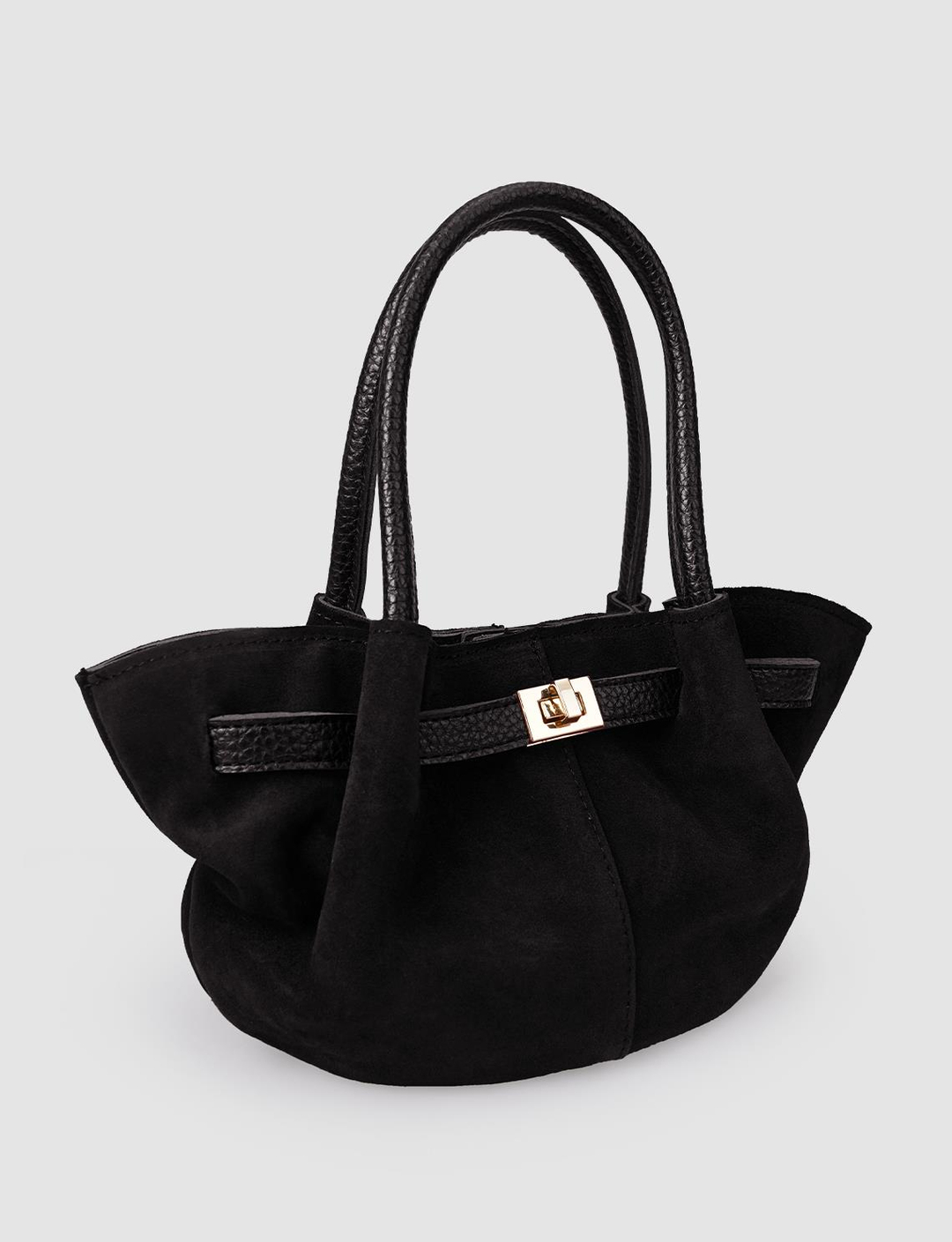 Süet Hakiki Deri Siyah Kadın Çanta