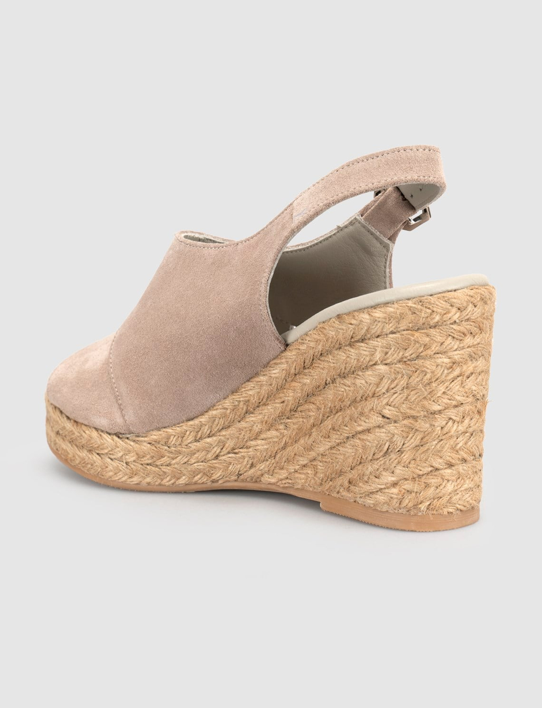 Taş Süet Hakiki Deri Hasır Taban Kadın Dolgu Topuk Sandalet