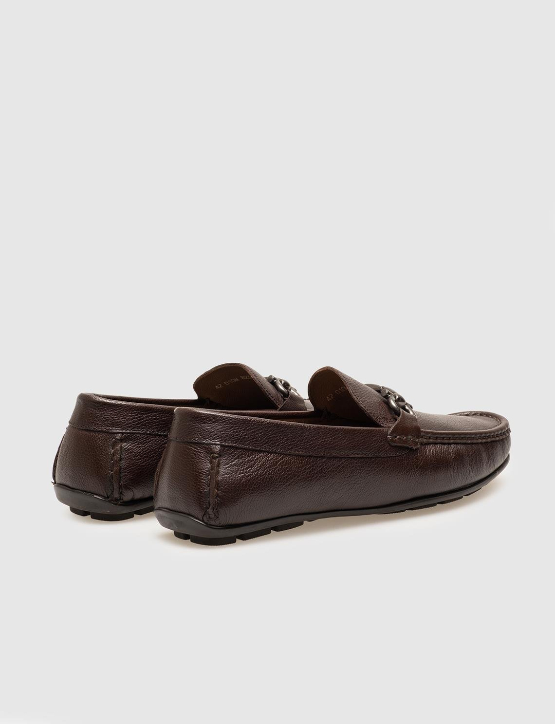 Men Brown Genuine Leather Moc Toe Bit Loafers