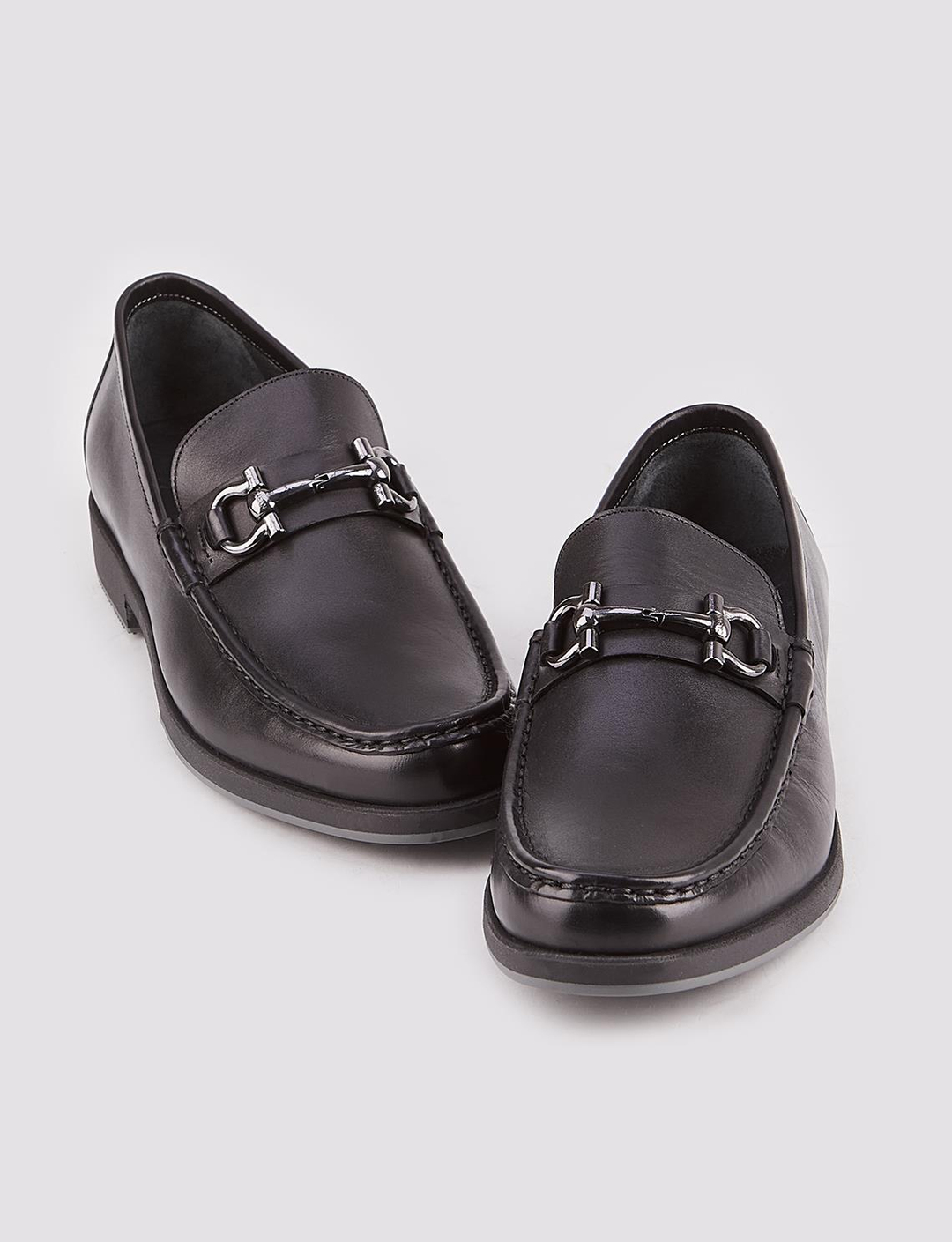 Toka Detaylı Hakiki Deri Siyah Erkek Günlük Ayakkabı