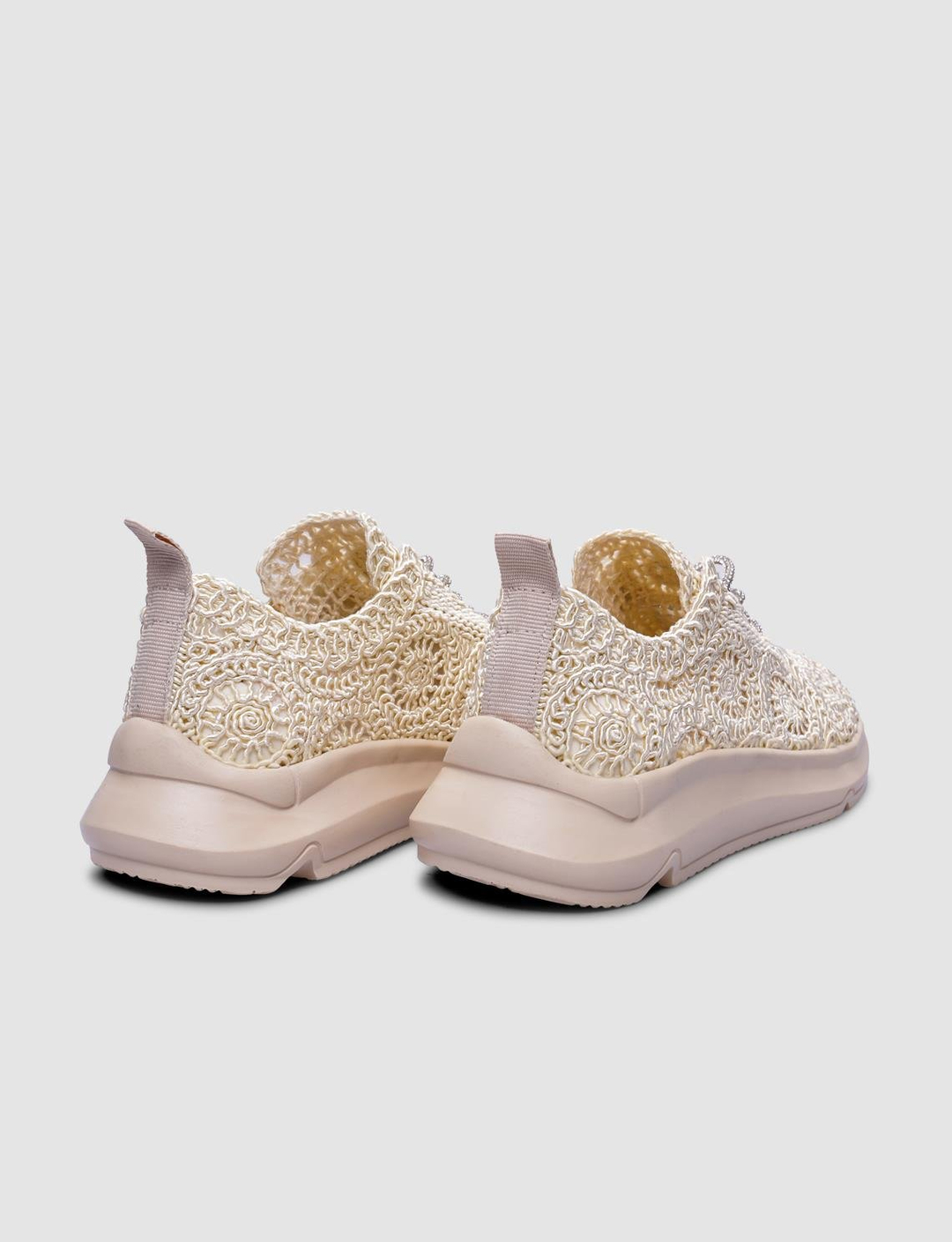 Triko Bej Yuvarlak Motifli Kadın Spor Ayakkabı