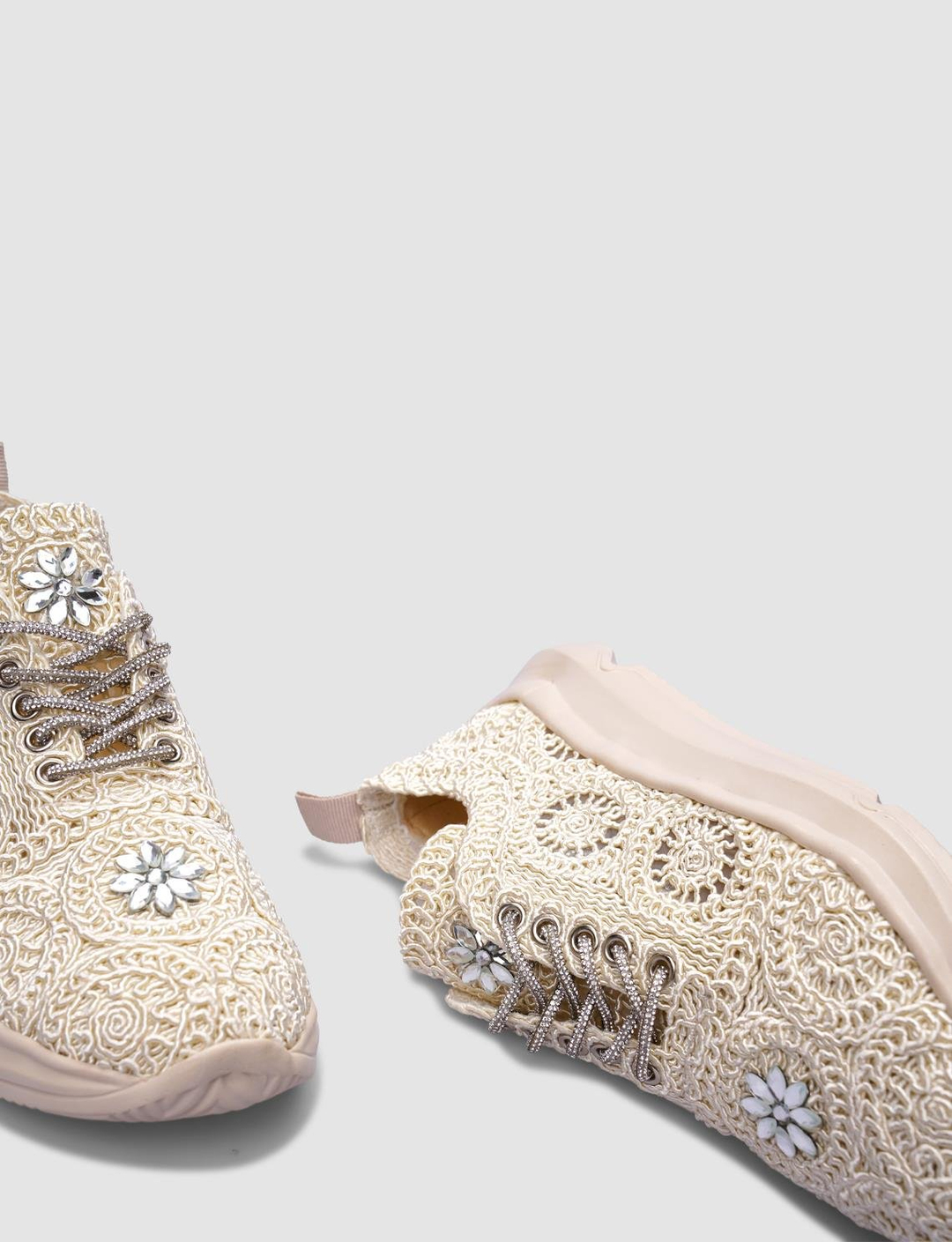 Triko Bej Yuvarlak Motifli Kadın Spor Ayakkabı