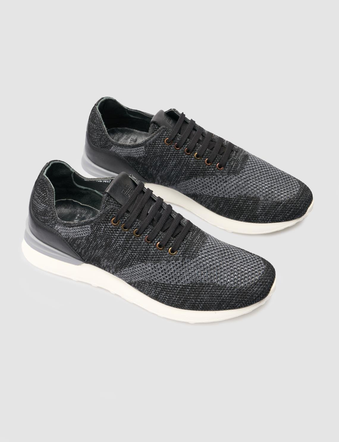 Men Gray Lace Up Knit Sneakers