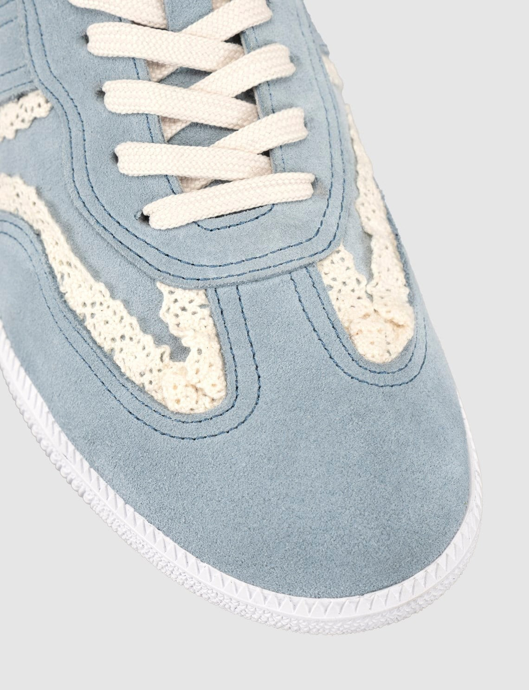 Volanar Hakiki Deri Mavi Dantel Detaylı Günlük Sneaker Ayakkabı