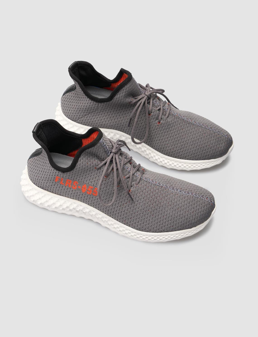 Men Dark Grey Knit Lace Up Sneakers