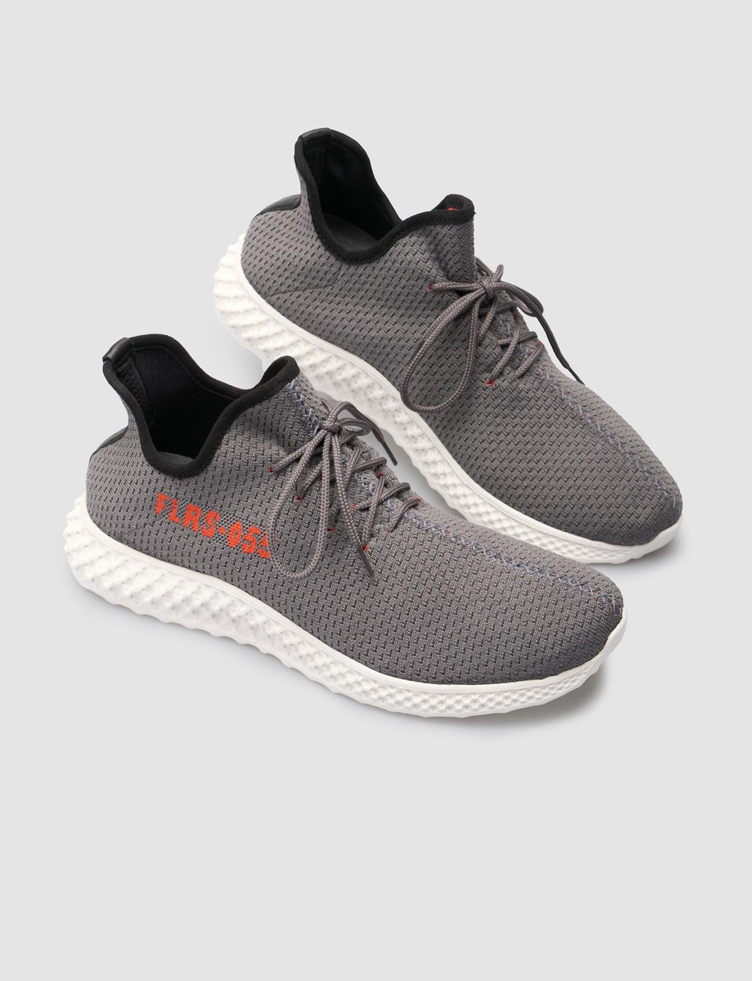 Men Dark Grey Knit Lace Up Sneakers