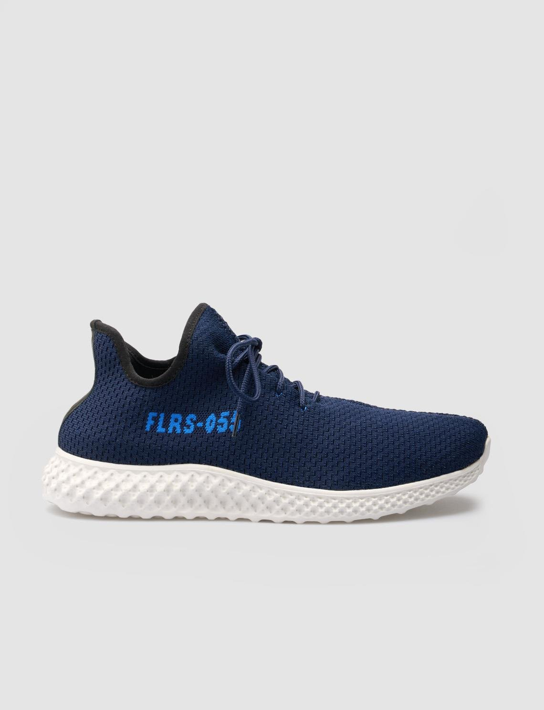 Men Navy Blue Knit Lace Up Sneakers