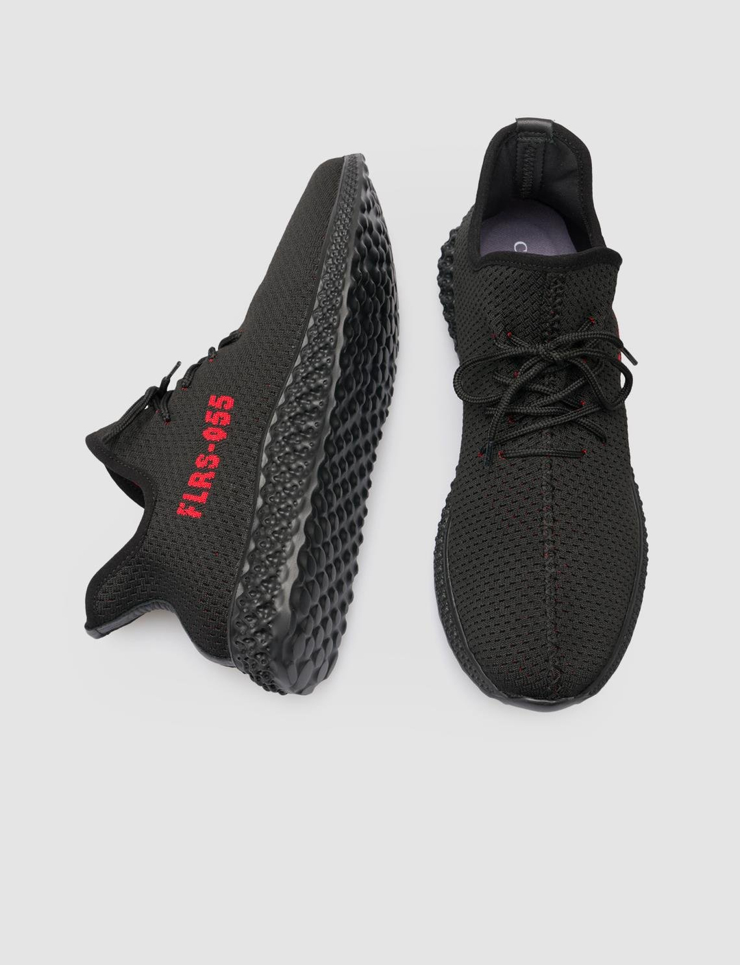 Men Black Knit Lace Up Sneakers