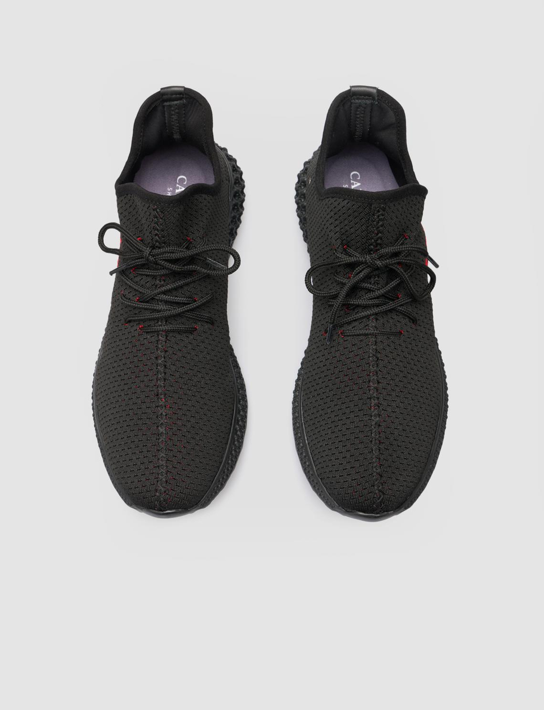 Men Black Knit Lace Up Sneakers