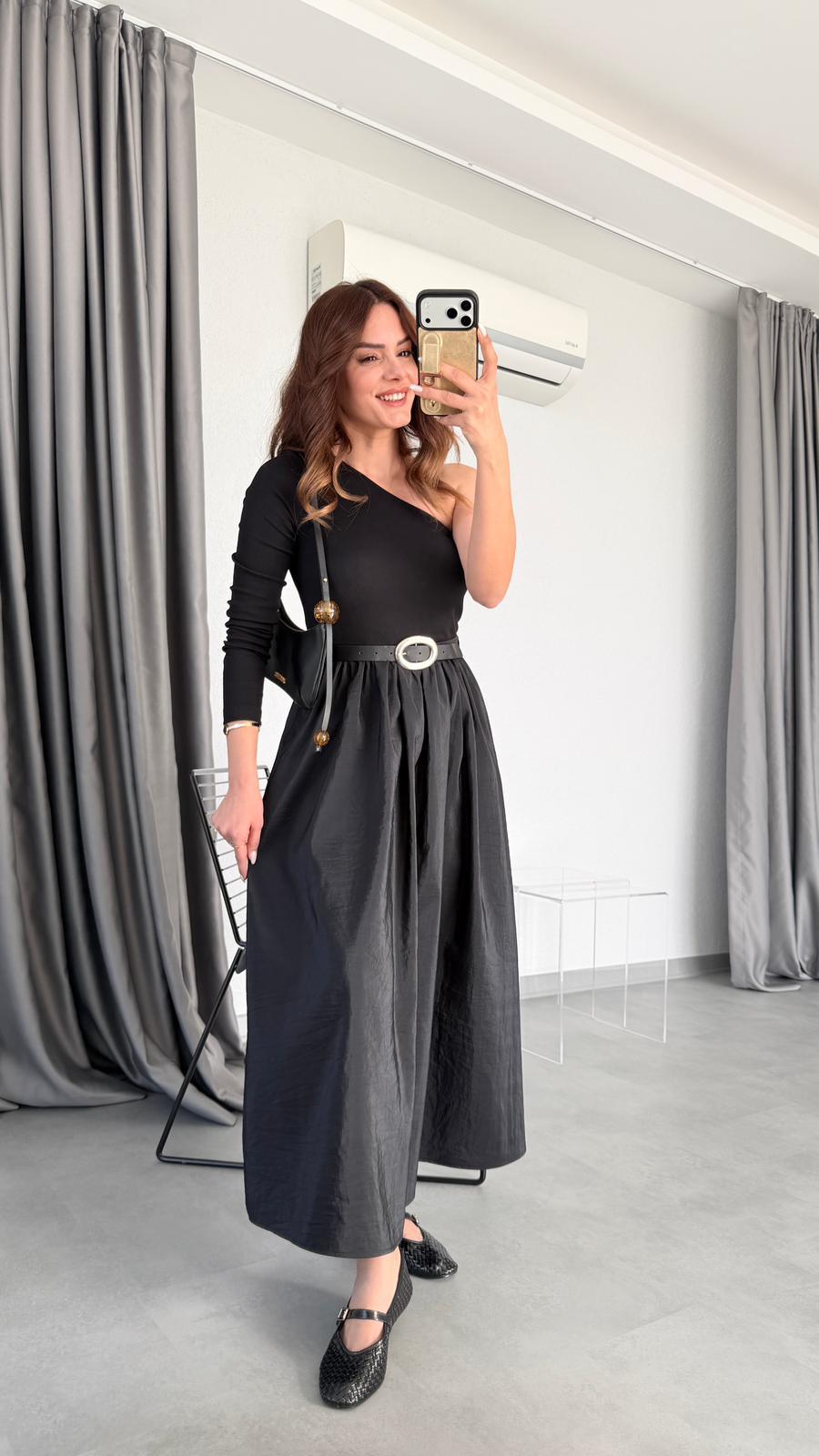 Tek Omuz Detaylı Paraşüt Elbise