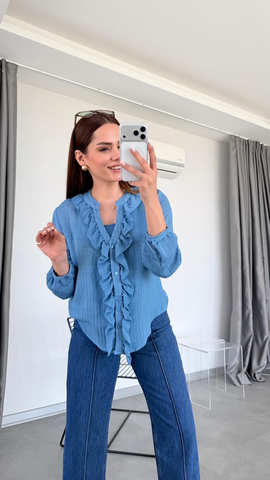 Nancy Fırfır Detaylı Transparan Gömlek