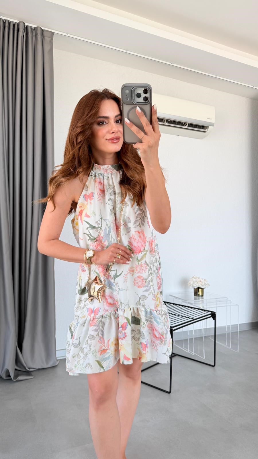 Desenli Favelle Kolsuz Elbise