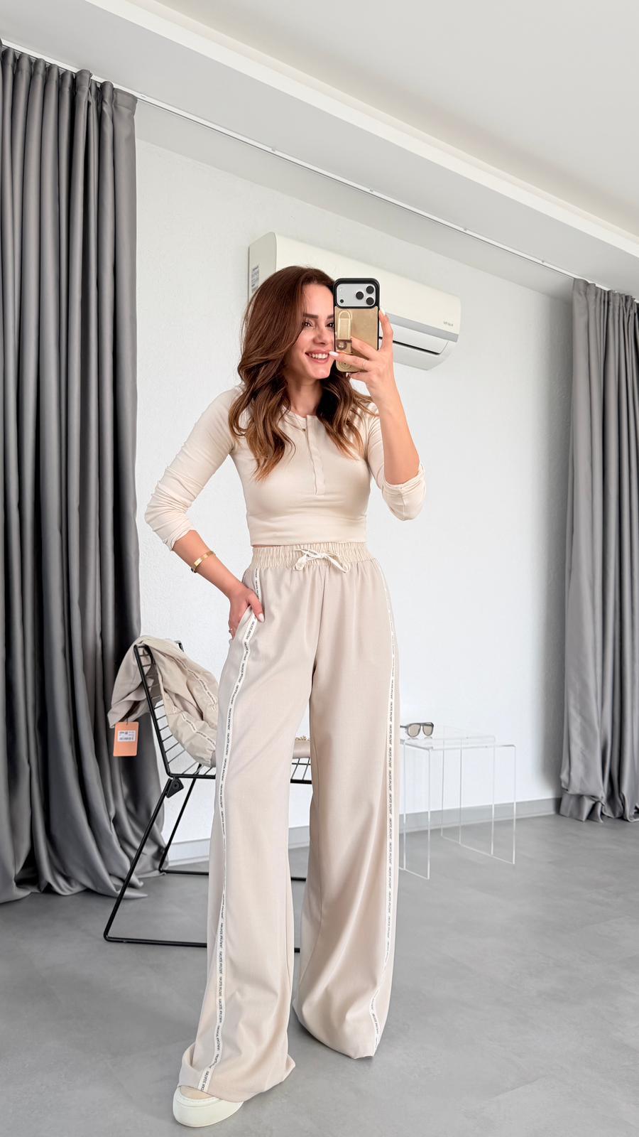 Vintage Şerit Detaylı Pantolon