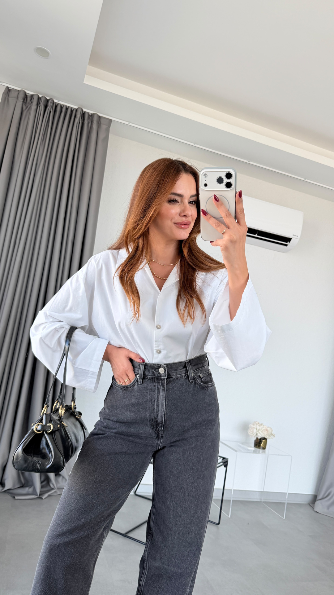 Beyaz Lohan Oversize Standart Beden Gömlek