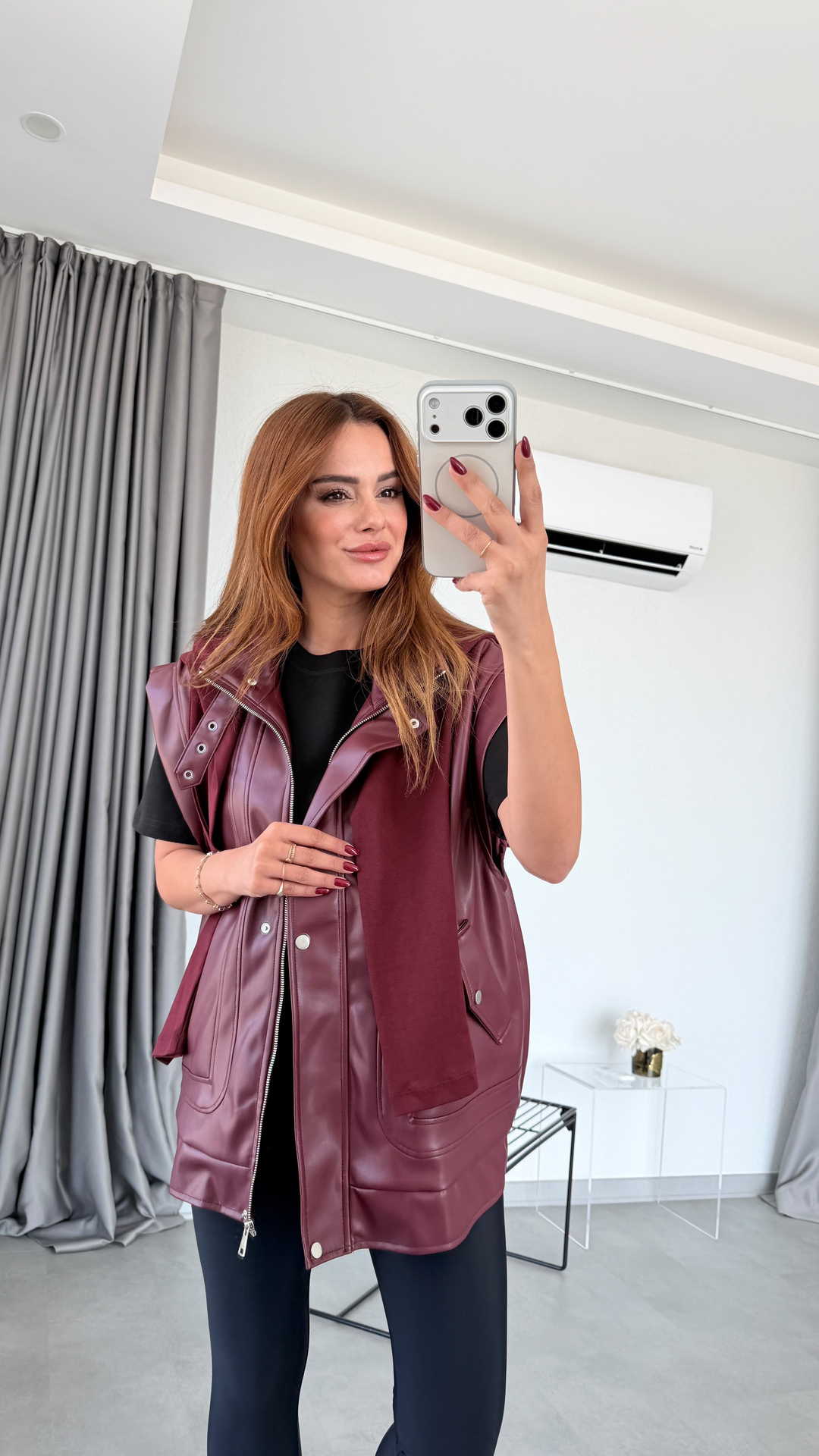 Mürdüm Kohan Premium Oversize Deri Yelek