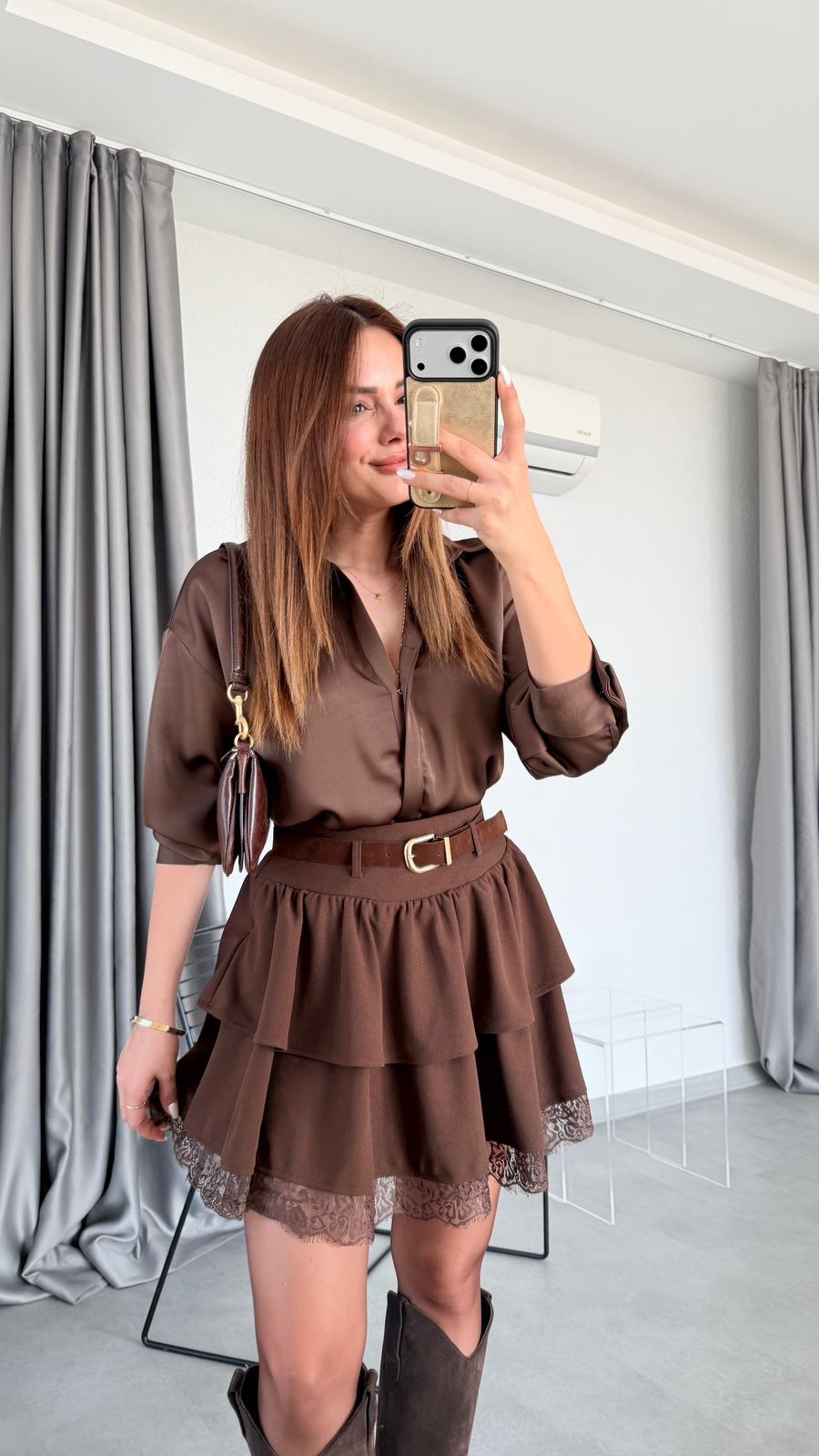 Carolina Etek Ucu Dantel Detaylı Etek