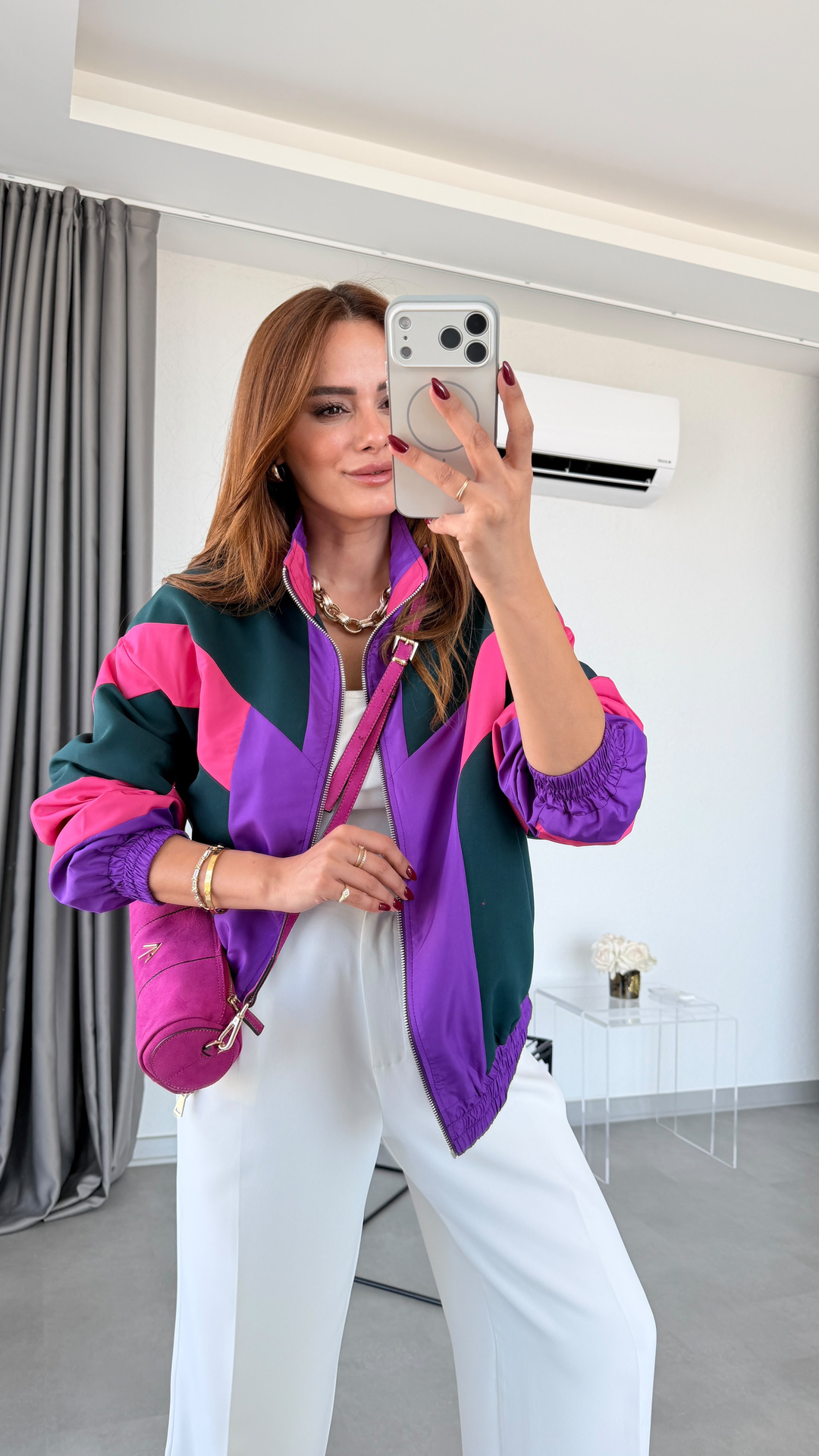 Renkli Marlea Paraşüt Kumaş Ceket