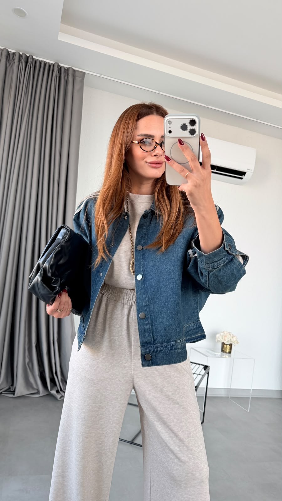 Lacivert Marlea Şeritli Denim Ceket