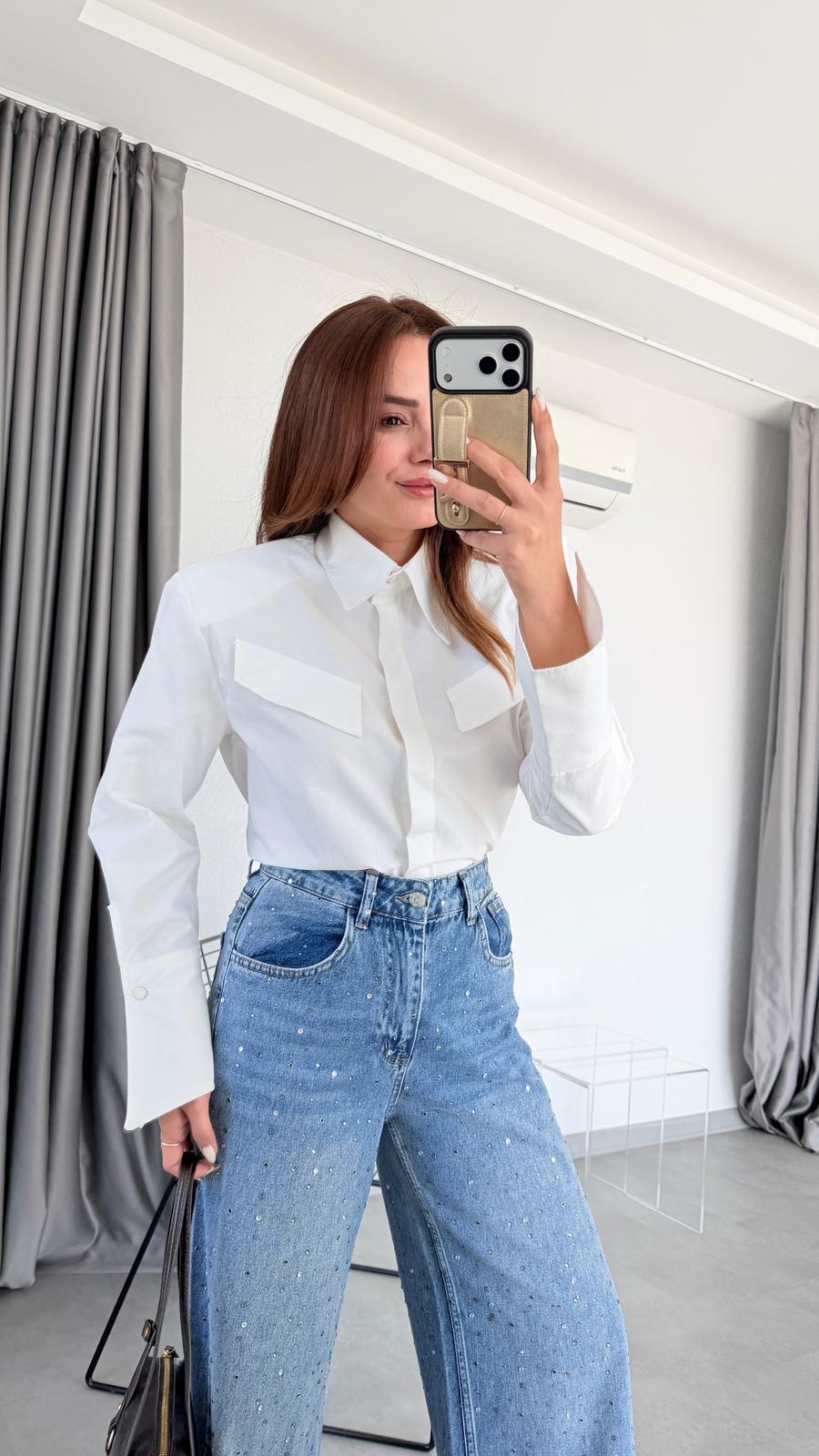 Vatkalı Gizli Düğmeli Gömlek