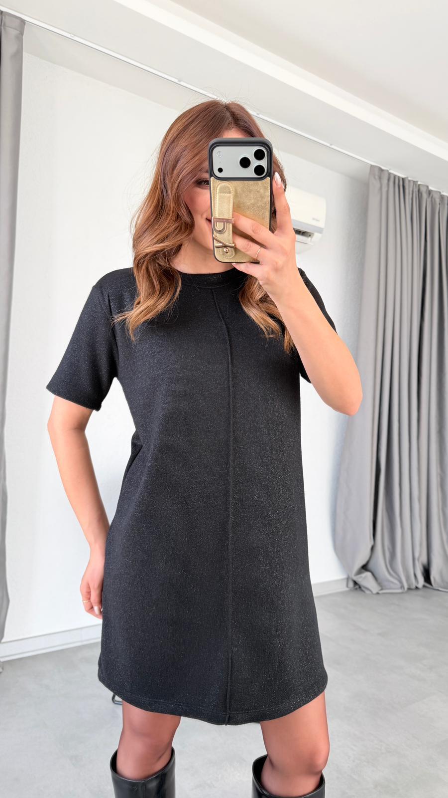 Ön Dikiş Detaylı Kısa Kollu Mini Elbise