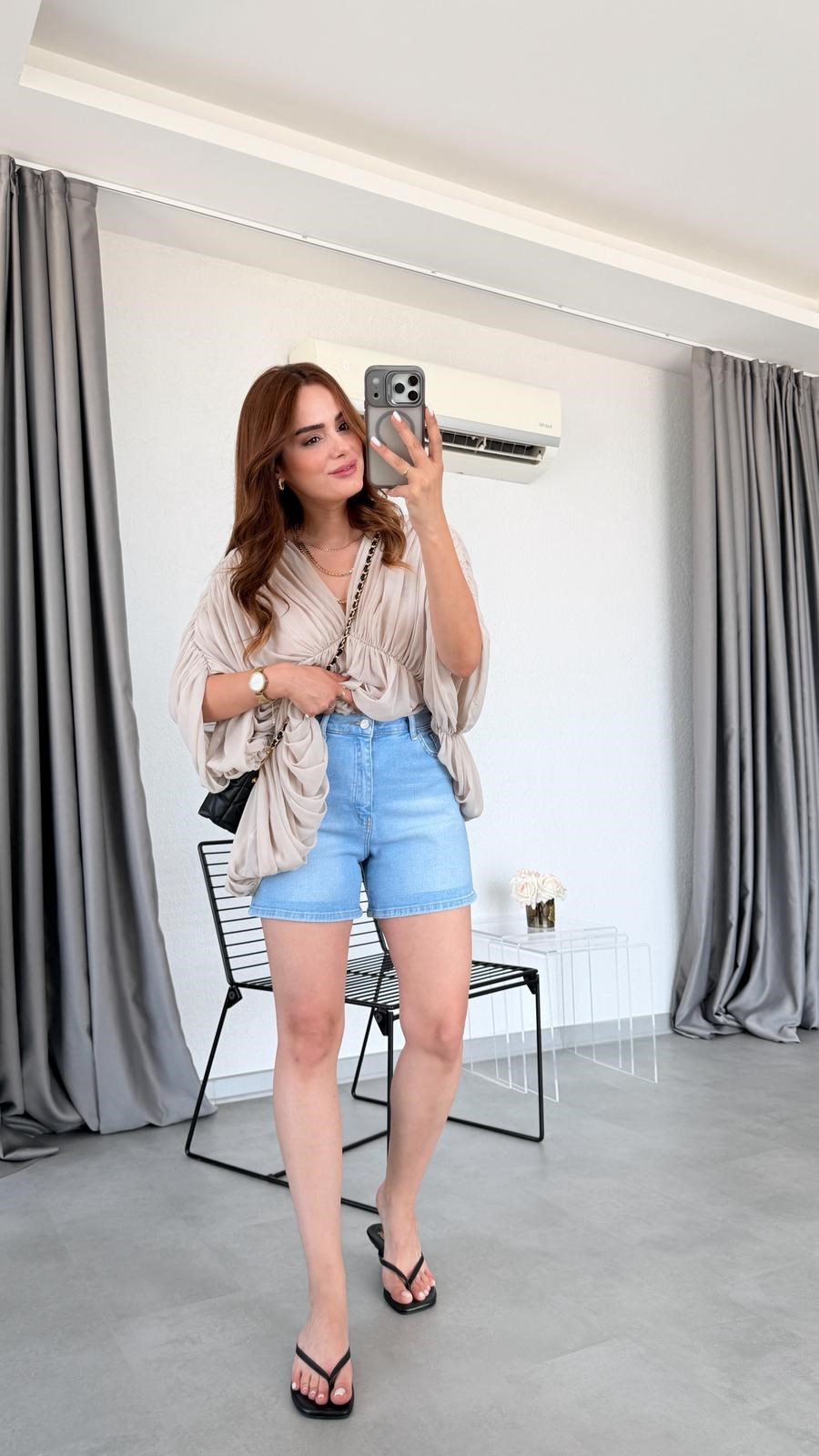 Açık Mavi Bloome Denim Mom Şort