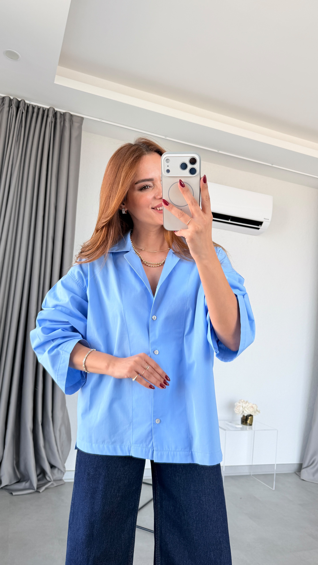 Mavi Lohan Oversize Standart Beden Gömlek