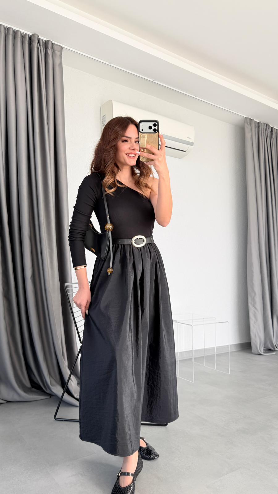 Tek Omuz Detaylı Paraşüt Elbise