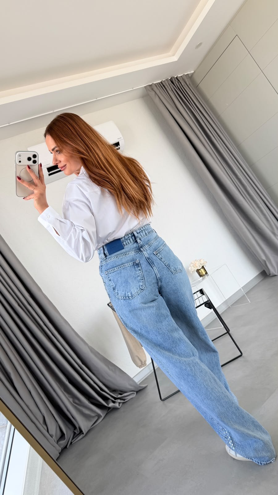Mavi Harlow Yanları Taş Detaylı Denim Pantolon