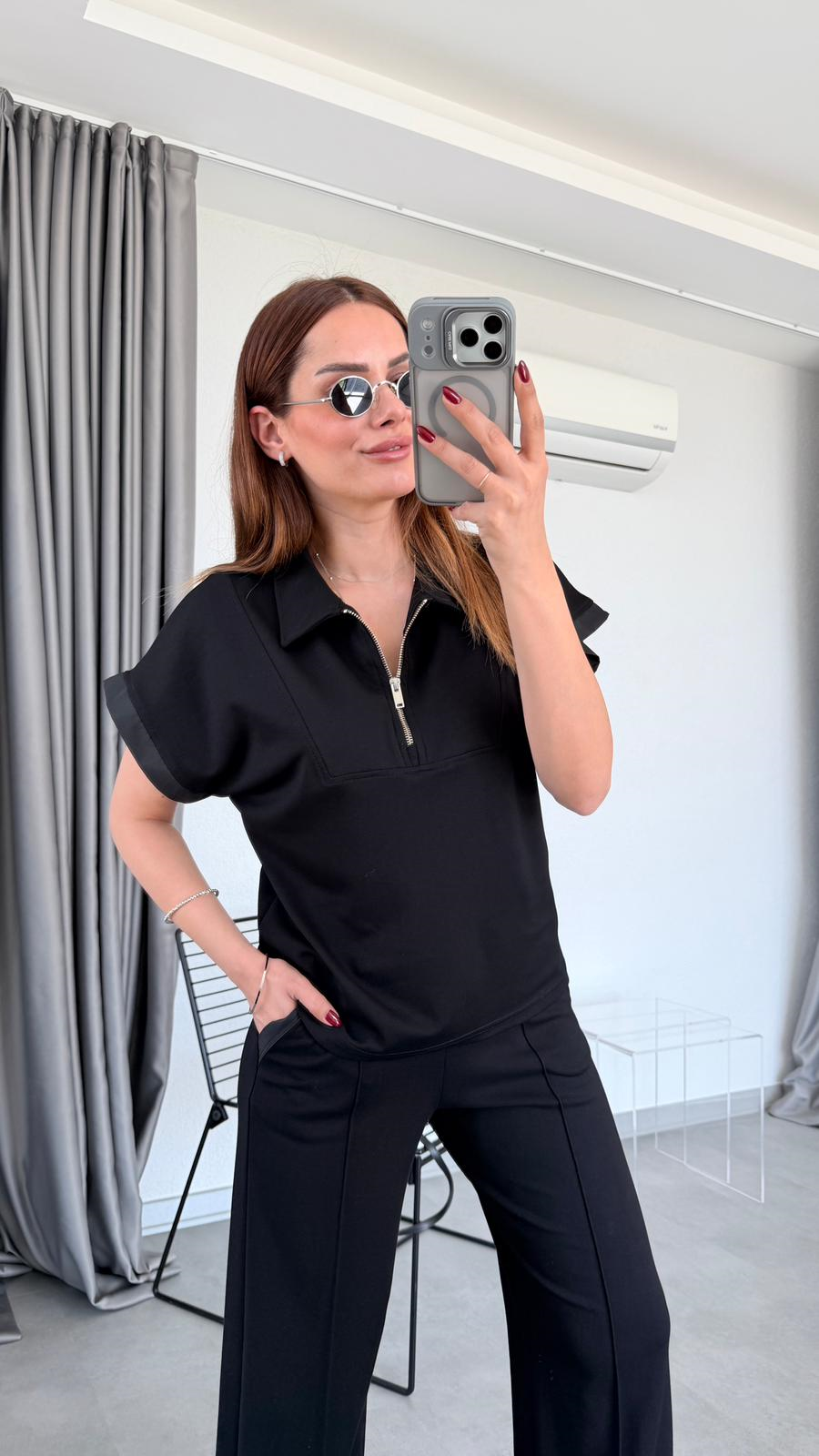 Tiana Polo Yaka Yarım Fermuarlı Sweat Pantolon Takım