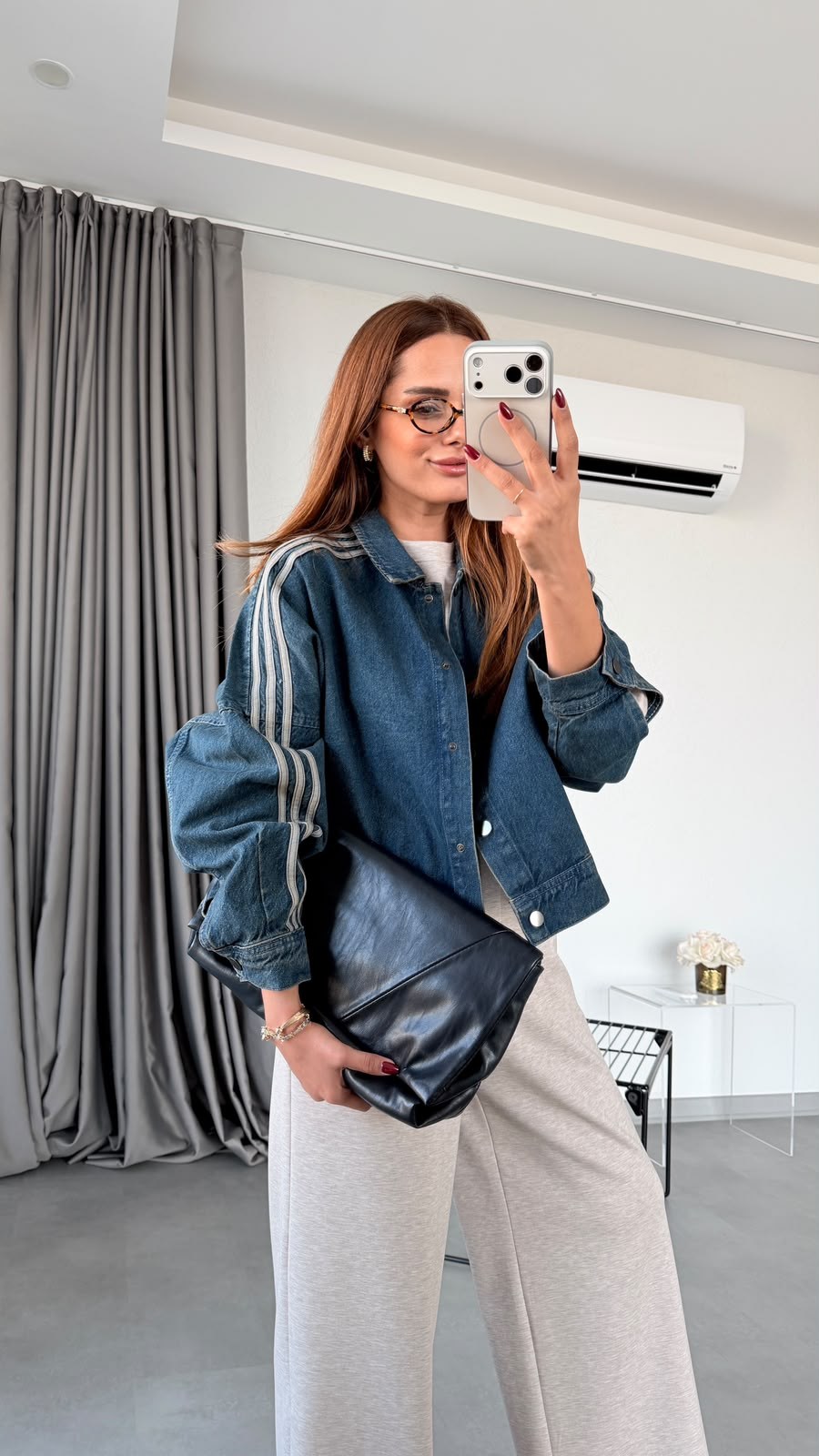 Lacivert Marlea Şeritli Denim Ceket