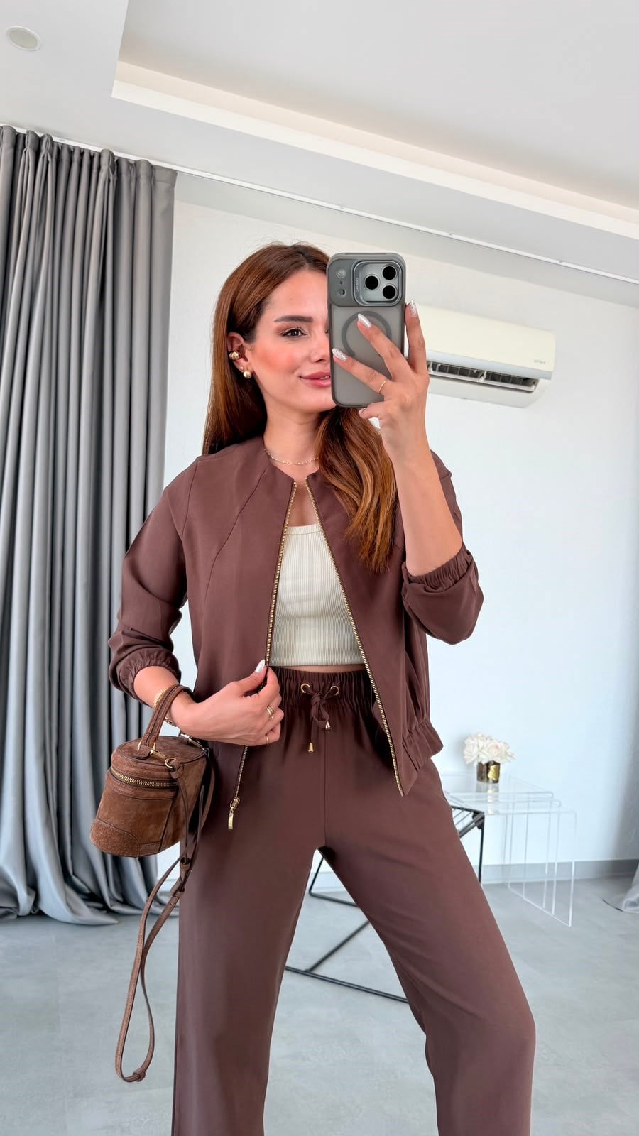 Kahve Lexi Önü Fermuarlı Takım