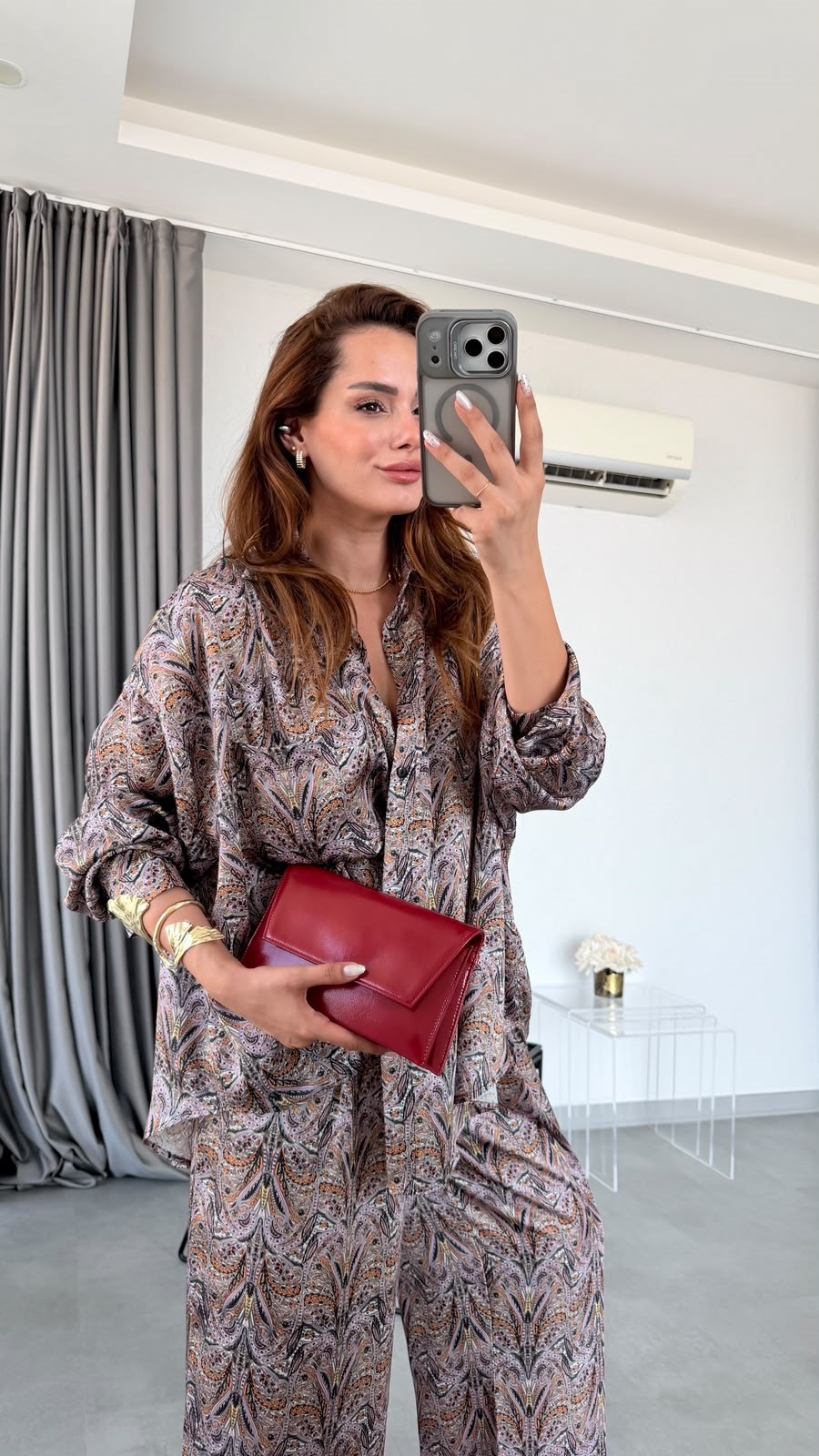 Desenli Felix Oversize Gömlek Pantolon Takım