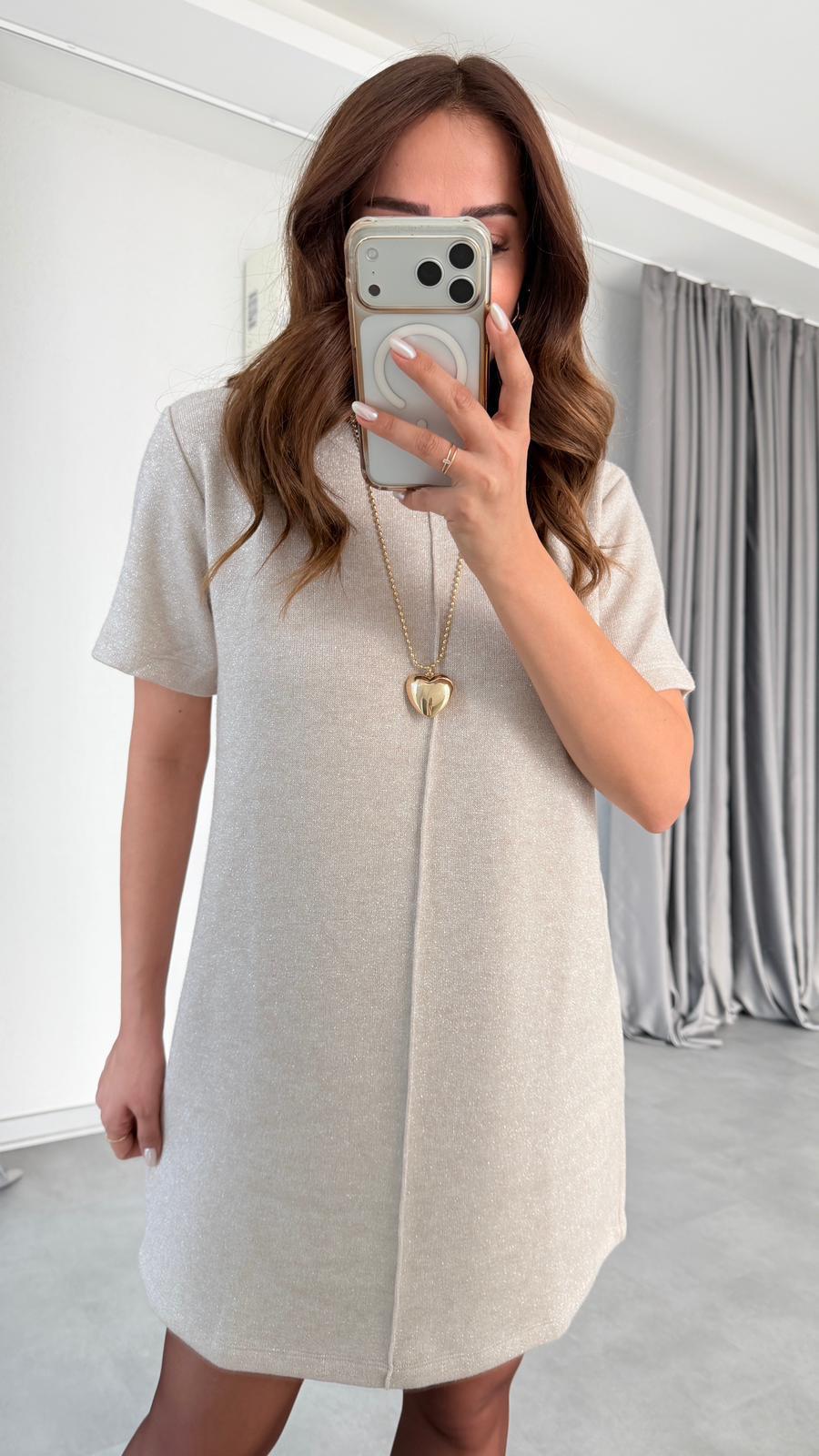 Ön Dikiş Detaylı Kısa Kollu Mini Elbise