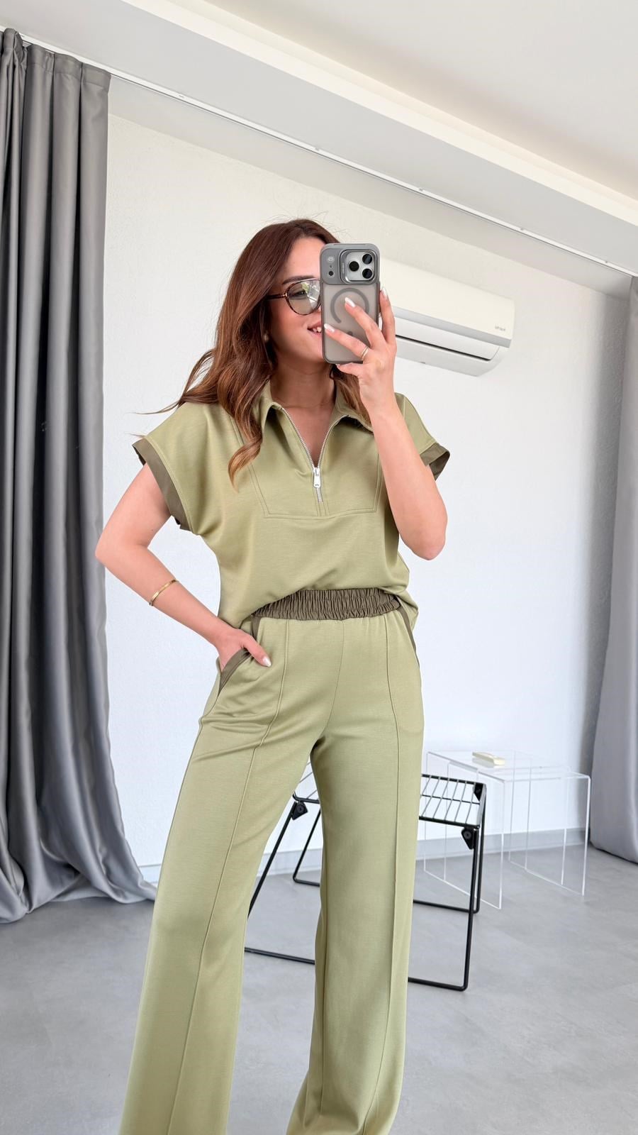 Tiana Polo Yaka Yarım Fermuarlı Sweat Pantolon Takım