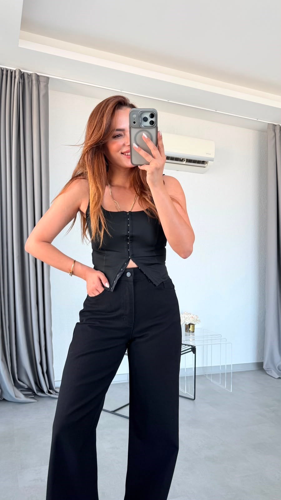 Siyah Harmony Geniş Paça Jean