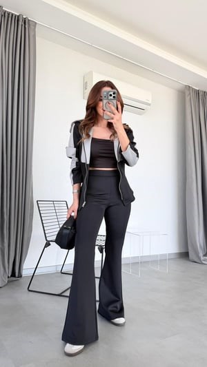 Siyah Spor Ceket Pantolon Takım
