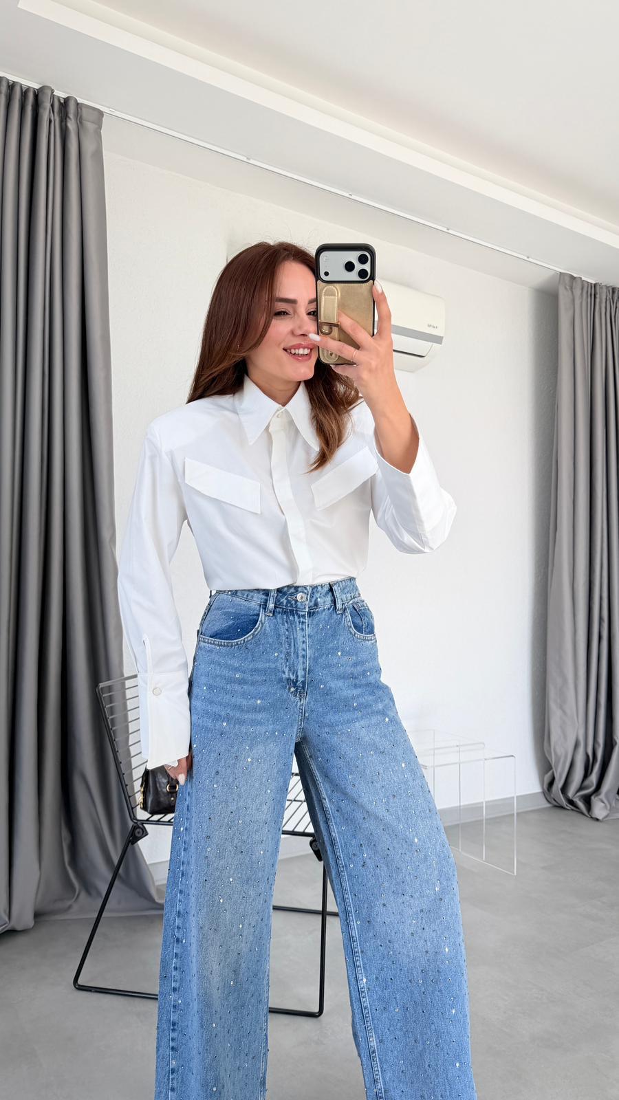 Vatkalı Gizli Düğmeli Gömlek