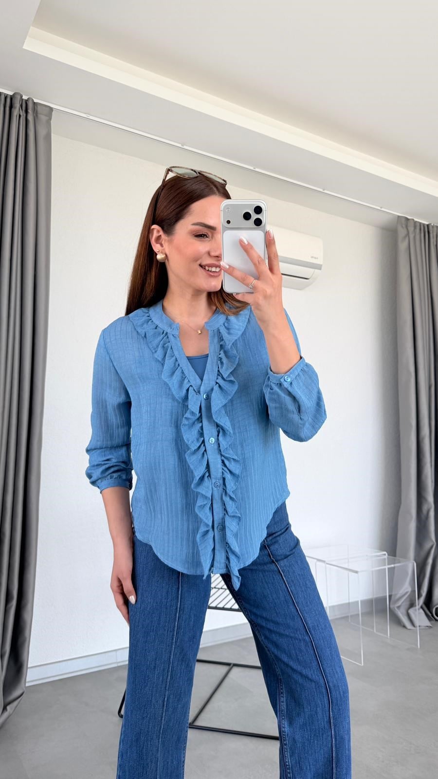 Nancy Fırfır Detaylı Transparan Gömlek